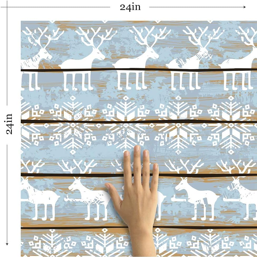 Walls By Me Peel and Stick Teal and White Faux Themed Removable Wallpaper 6233-2ft x 4ft (61x122cm)