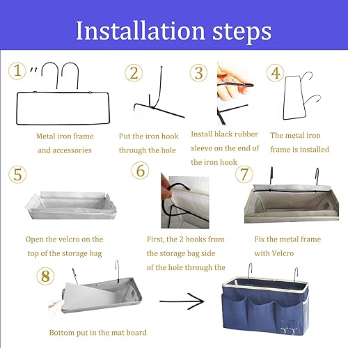 Miniatura 5 de SMALIGOLA Organizador de almacenamiento colgante para literas y camas de hospital, cama de dormitorio universitario, se puede colocar lentes,