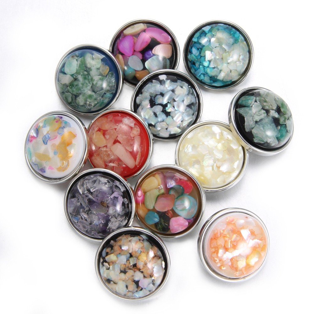 Soleebee 24 pcs Bouton Pression en Cristal Coquille Opale Bijoux Charms de 20mm