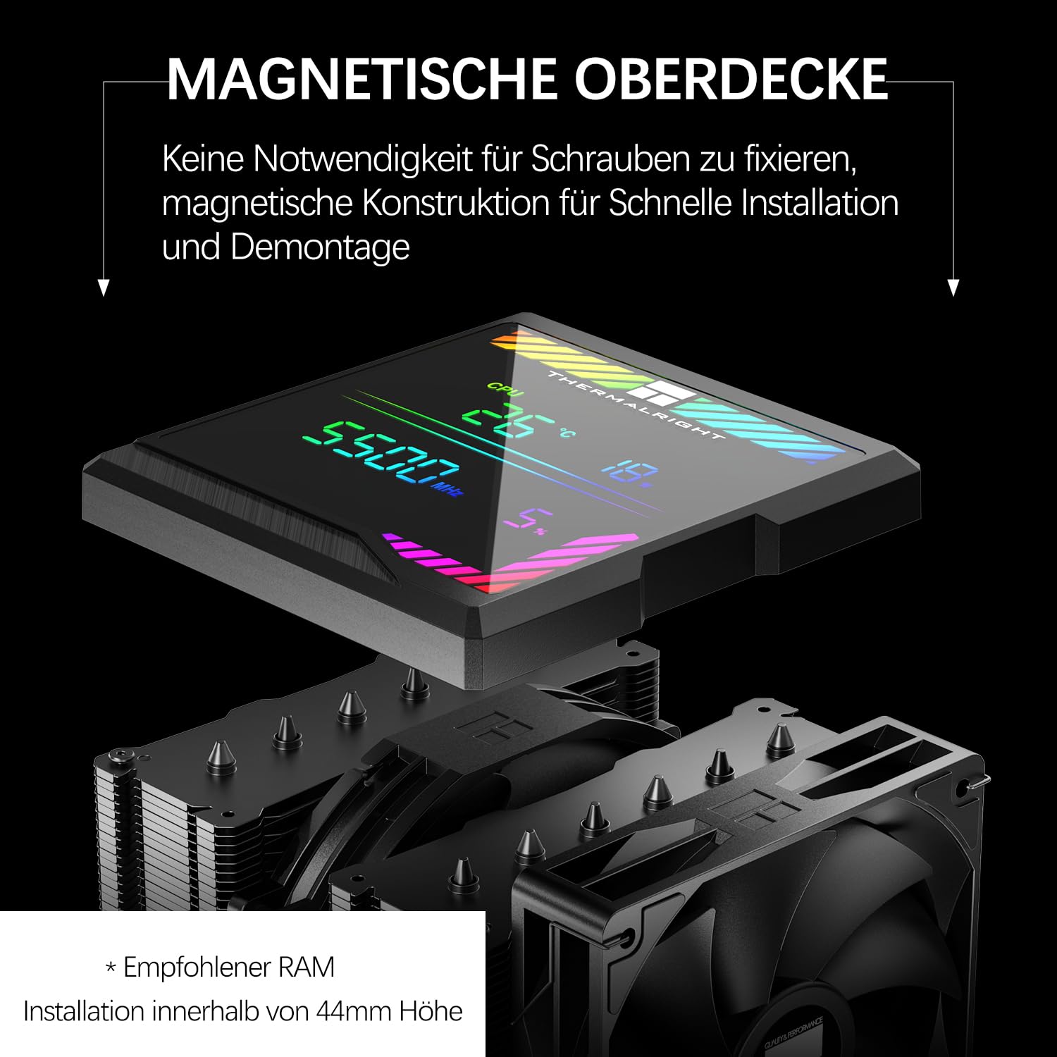 TR-Thermalright Peerless Assassin 140 Digital Black CPU, doble torre con 6 heatpipes, ventilador de doble CPU, 1850 rpm, cubierta superior de placa de pantalla digital magnética, para AM5/LGA1851