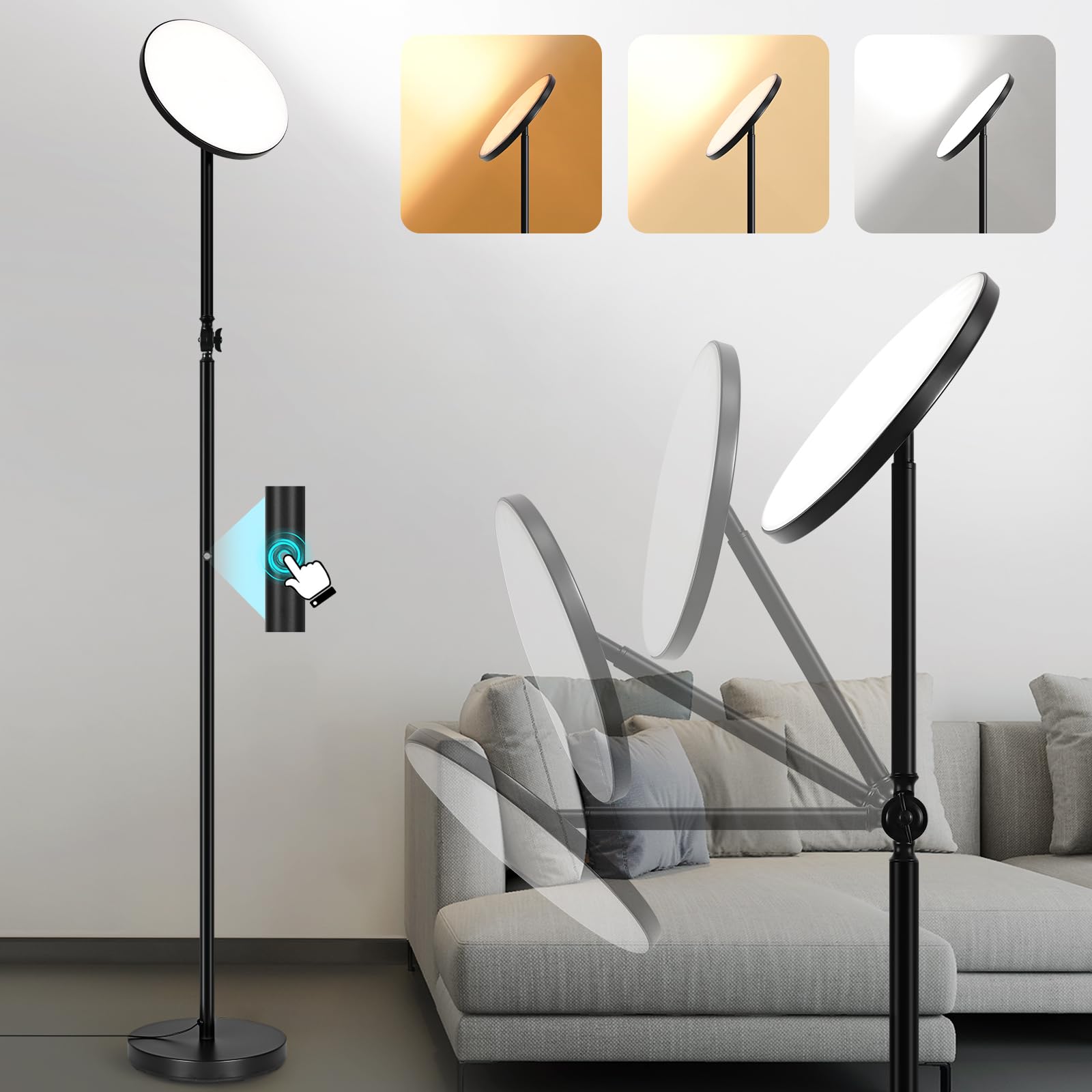 Lsoppn Floor Lamps for Living Room, 30W Super Bright LED Floor Lamp ...