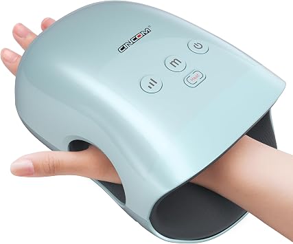 CINCOM Cordless Hand Massager with Heat and Compression, Blue