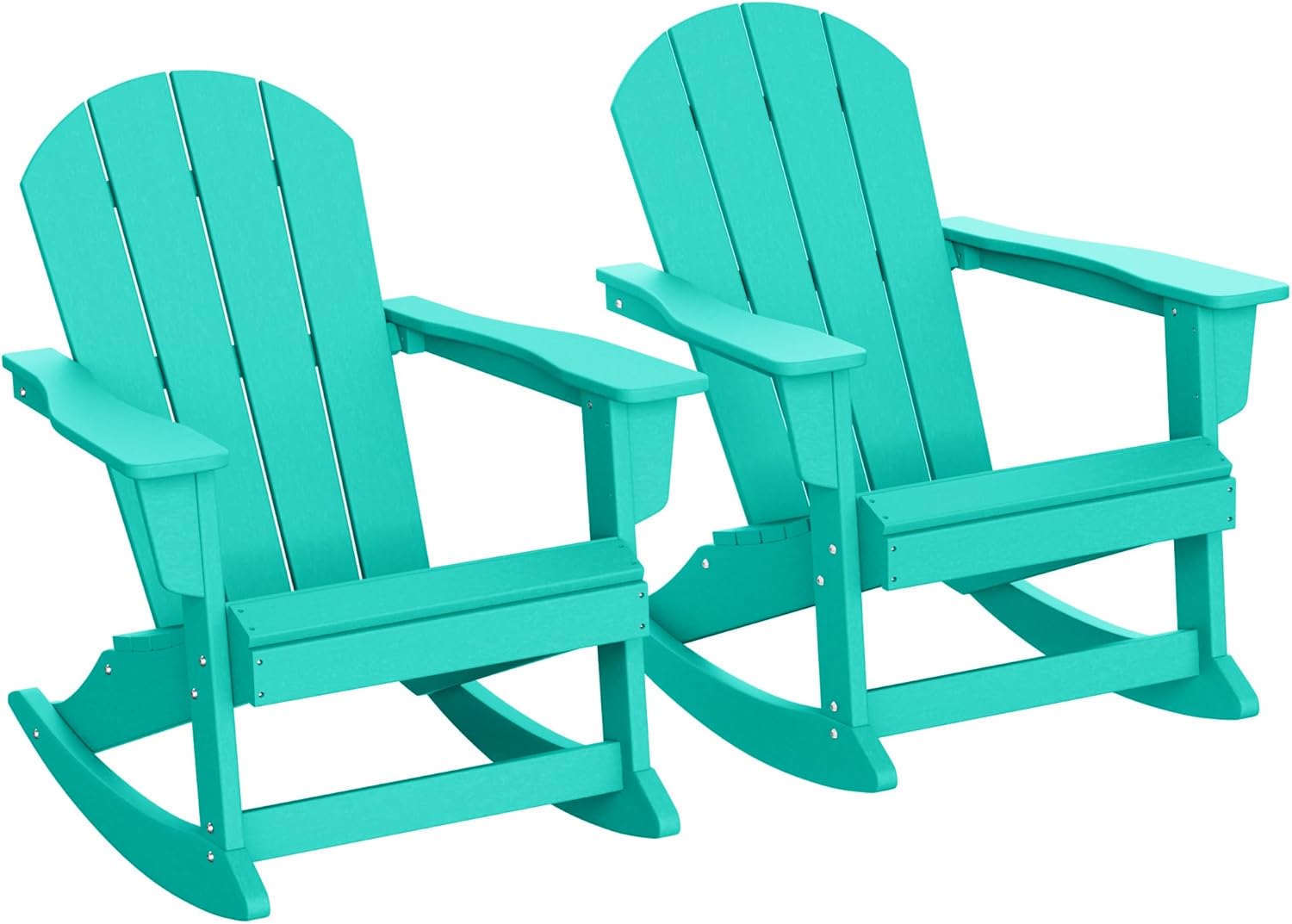 WestinTrends Malibu 2 Piece Set Outdoor/Patio Poly Adirondack Rocking Chairs (2 Seater), Turquoise