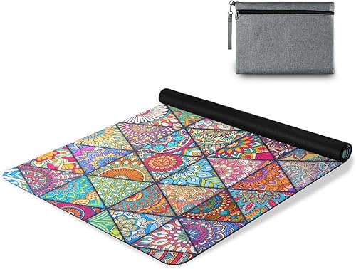 Miniatura 8 de Tapete de yoga con motivos otomanos de mandala, textura antideslizante, tapete de yoga ecológico, tapete de ejercicio y entrenamiento para yoga,