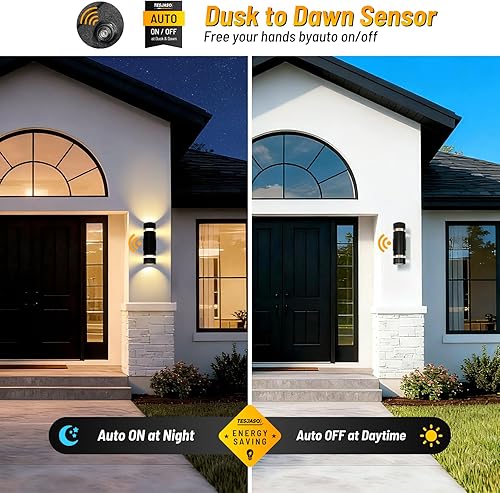 Miniatura 5 de Luces de pared para exteriores del atardecer al amanecer, luces de porche de aluminio para montaje en pared exterior, accesorios de iluminación