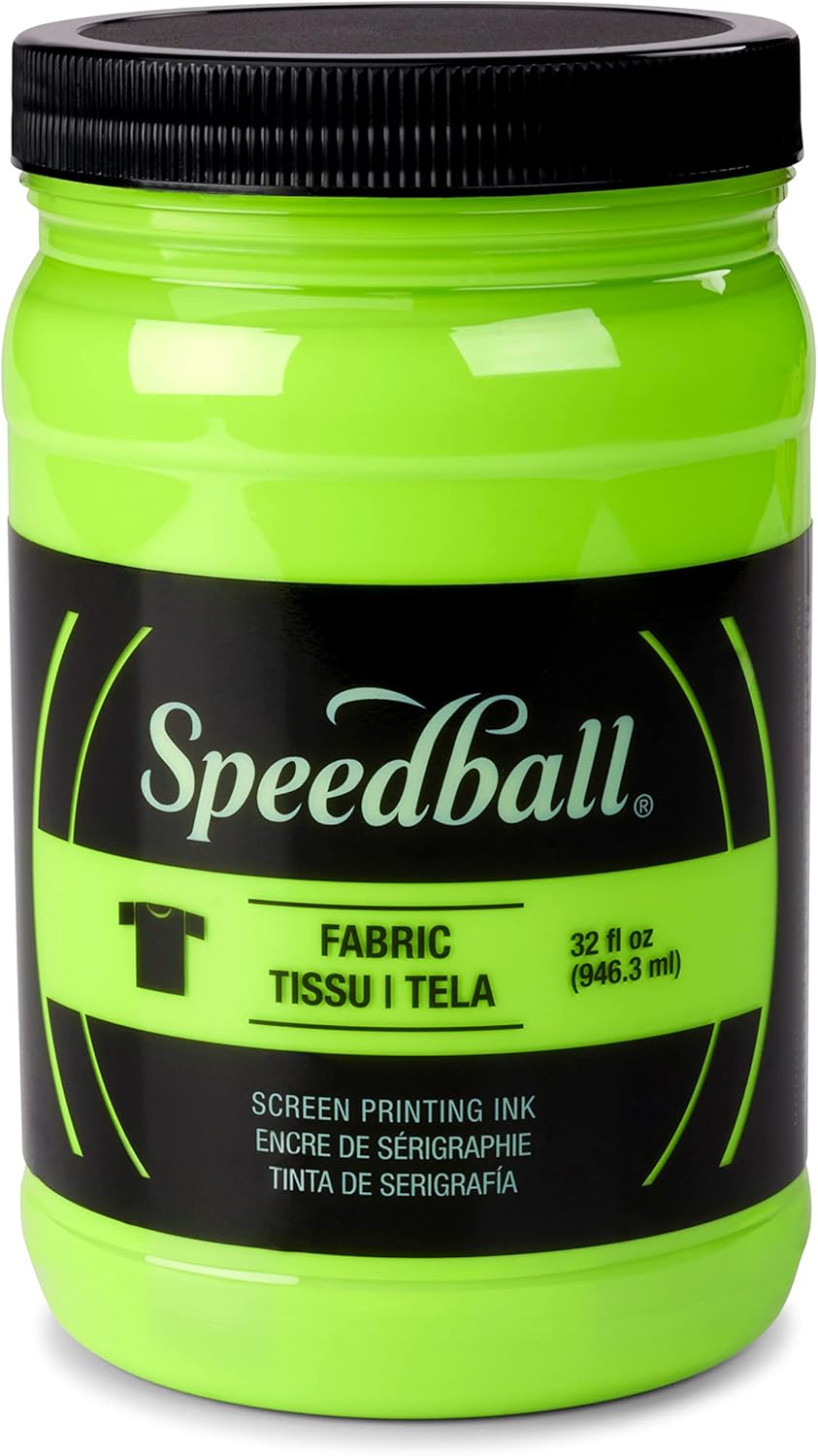 Speedball 004695 Fluorescent Screen Printing Ink, 32 fl. oz., Lime Green