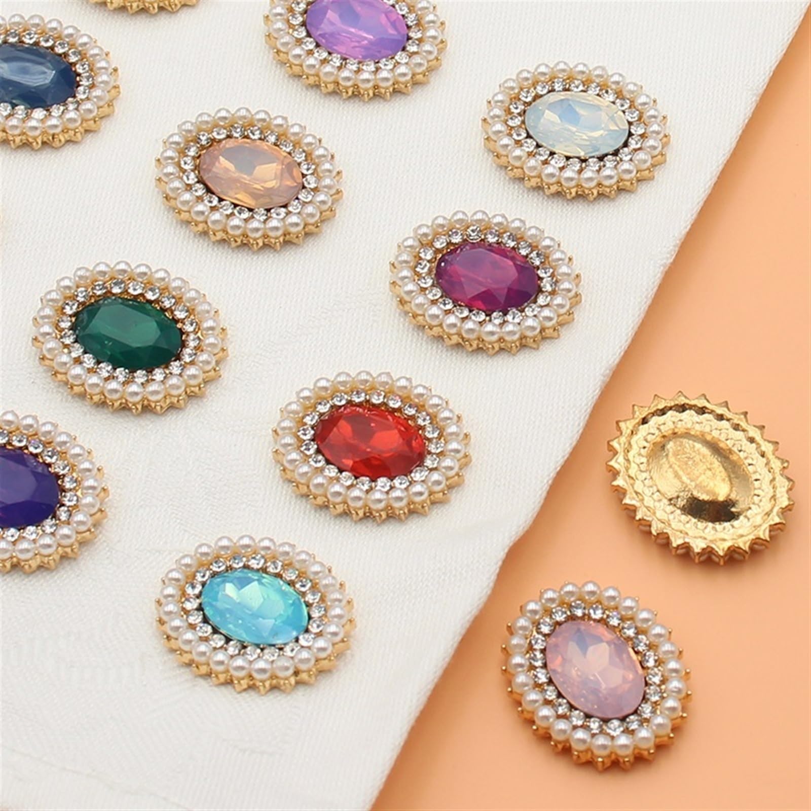 Bottoni automatici in metallo, bottoni per jeans, Bottoni 10 pz/lotto 25*20 MILLIMETRI Bottone Perla for Abbigliamento Cucito FAI DA TE for l'artigianato Gioielli Decorativi for Accessori for Capelli