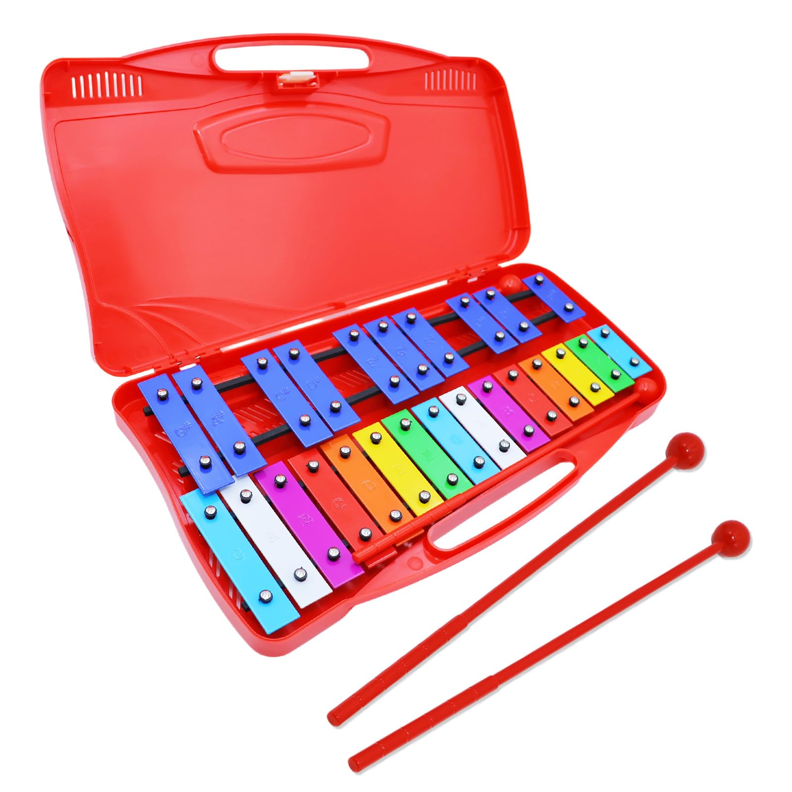 25 Note Chromatic Glockenspiel Xylophone in Red Case