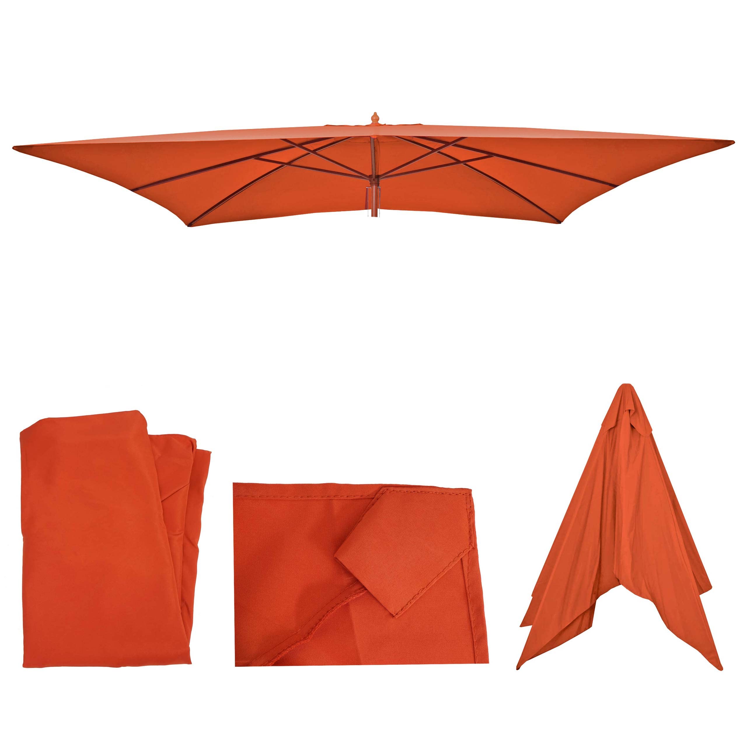 Mendler Zapasowy pokrowiec na drewniany parasol przeciwsłoneczny Florida 2 x 3 m — terakota