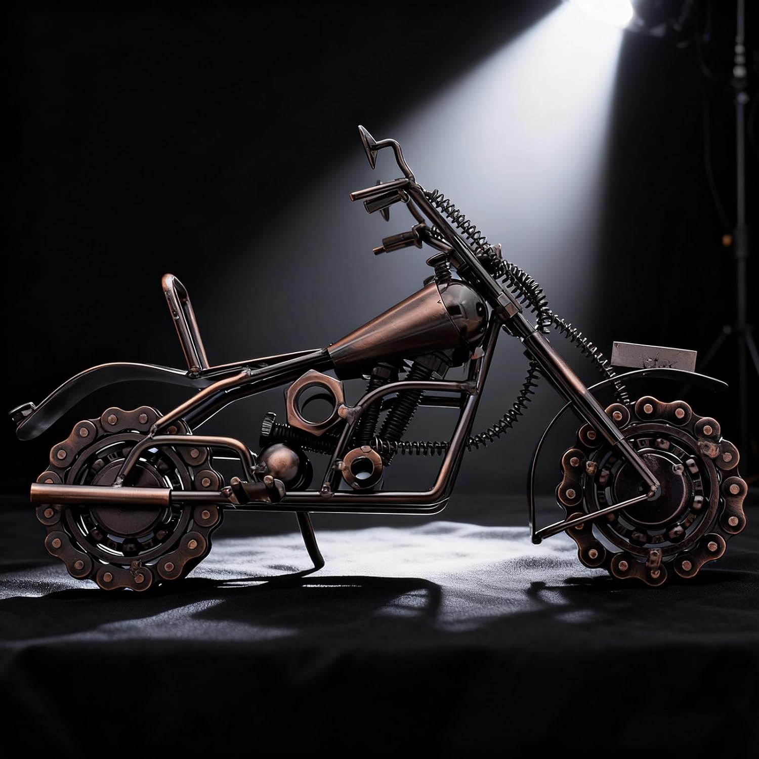Motorcycle Gifts for Men Women, 12" Metal Motorcycle Sculpture, Fathers Day Birthday Gift for Dad Husband Biker Enthusiasts, Industrial Man Cave Home Garage Office Decor