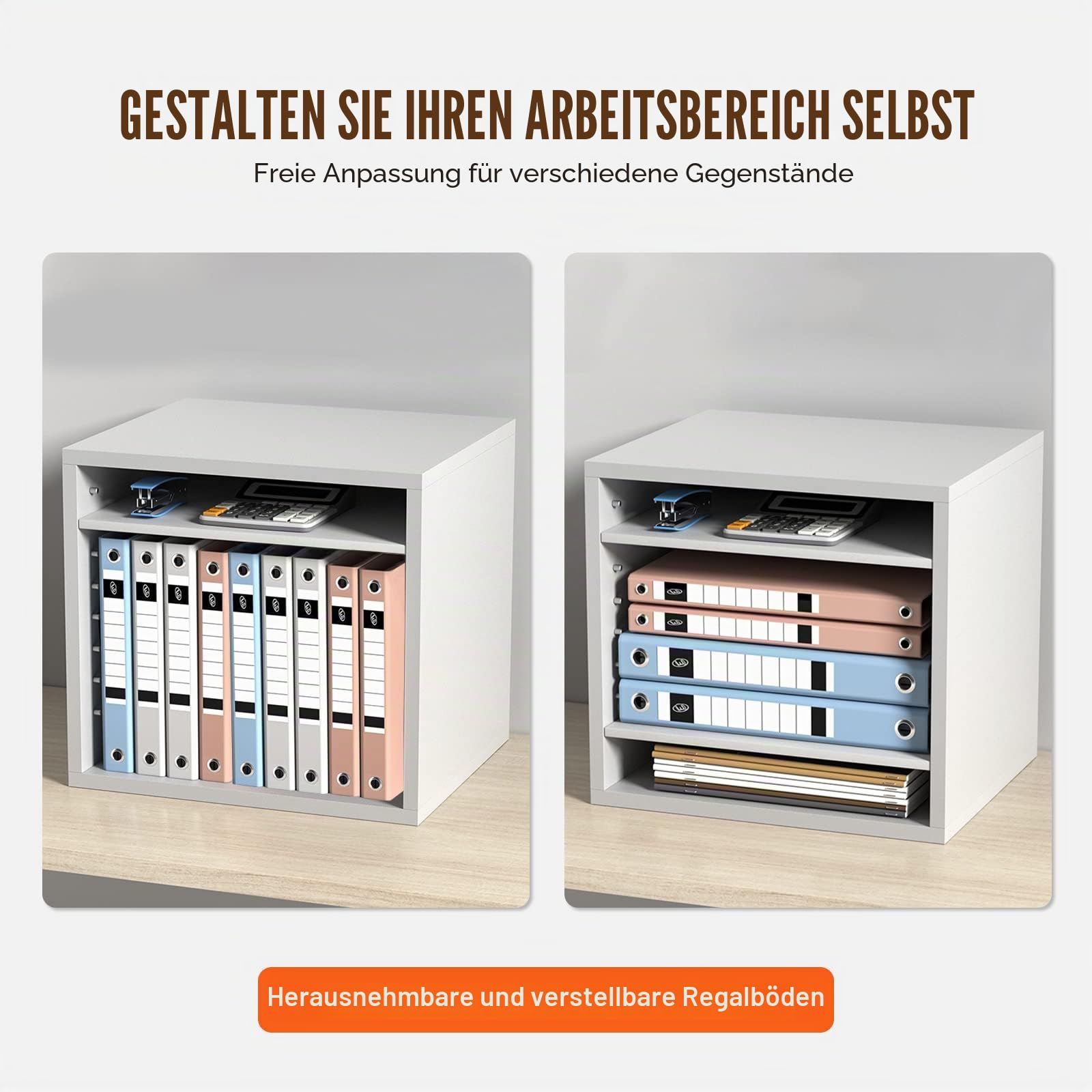 VEVOR 355 x 305 x 330 mm Briefablage Schreibtisch Organizer, 2,3–5,6 cm Einstellbar A4 Stapelbar Quer, Papierablage, Aufbewahrung Schreibtisch Ablagesystem Organisation, Ablage (Weiß, 5 Fächer)