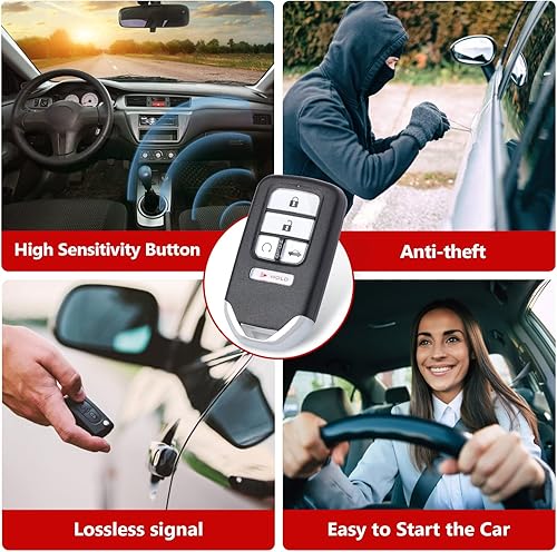 Miniatura 6 de Llavero remoto de proximidad inteligente de entrada sin llave 5 botones 433Mhz Control Transmisor Keyfob para Honda Accord 2018 2019 2020 2021 2022,