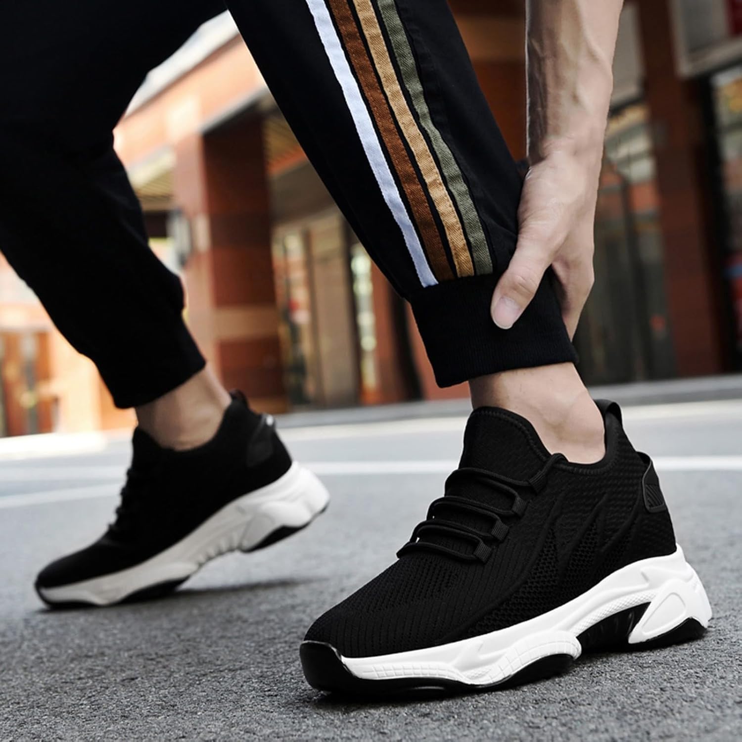 Tallure Sneakers Elevate Shoes Men Height Increasing Shoes for Women 3.93 Inch Hidden Height Increase Soft Cushion Sole Comfortable Breathable Walking Running Shoe Woven Sneakers Unisex - Image 2