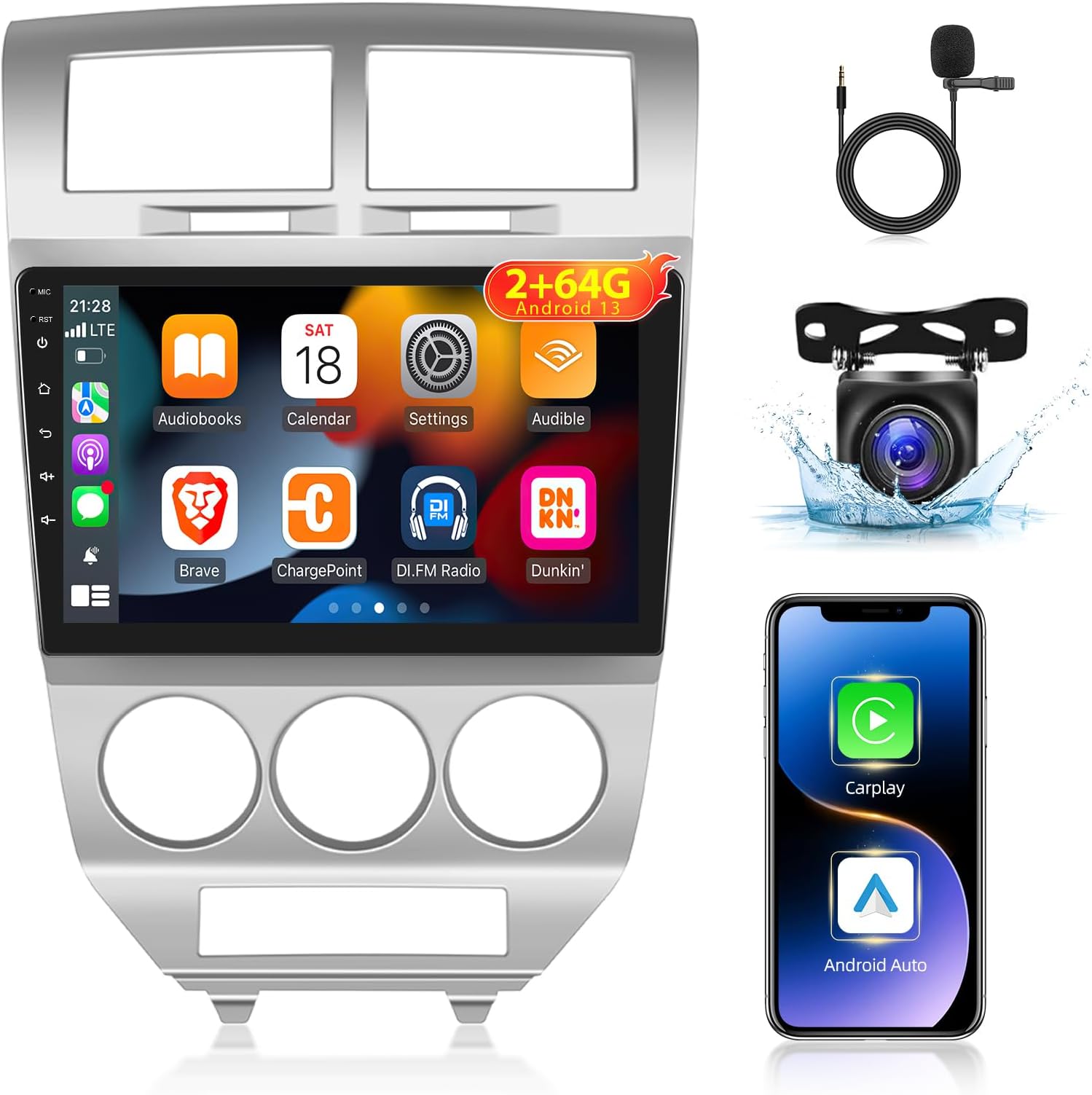 Amazon.com: [2G+64G] Car Radio for Dodge Caliber 2007-2012, 10 inch ...