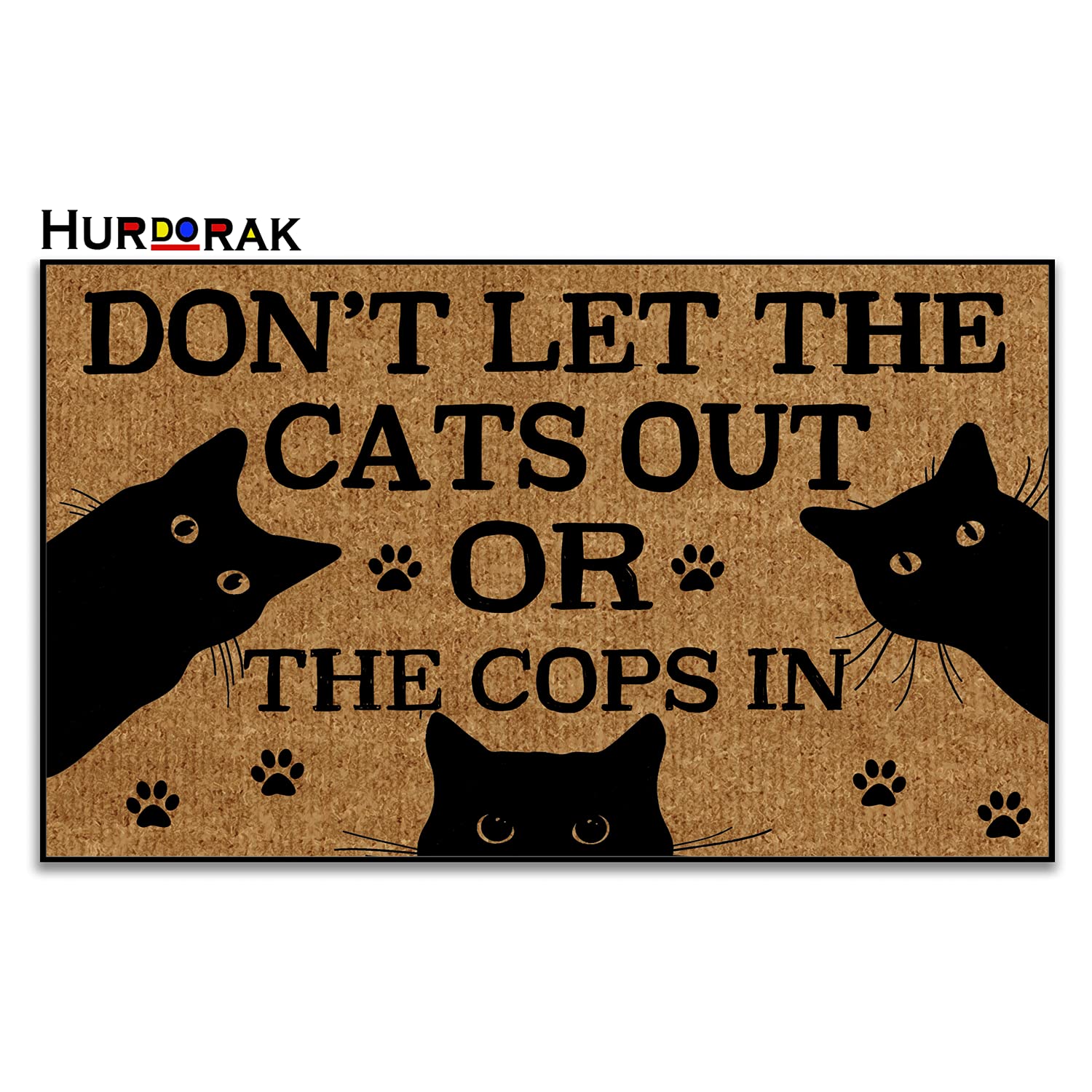 Door Mat (30"x18"), Don’T Let The Cats Out Or The Cops in Welcome Mats for Front Door Outdoor Funny Non Slip Entryway Home Decor Doormat