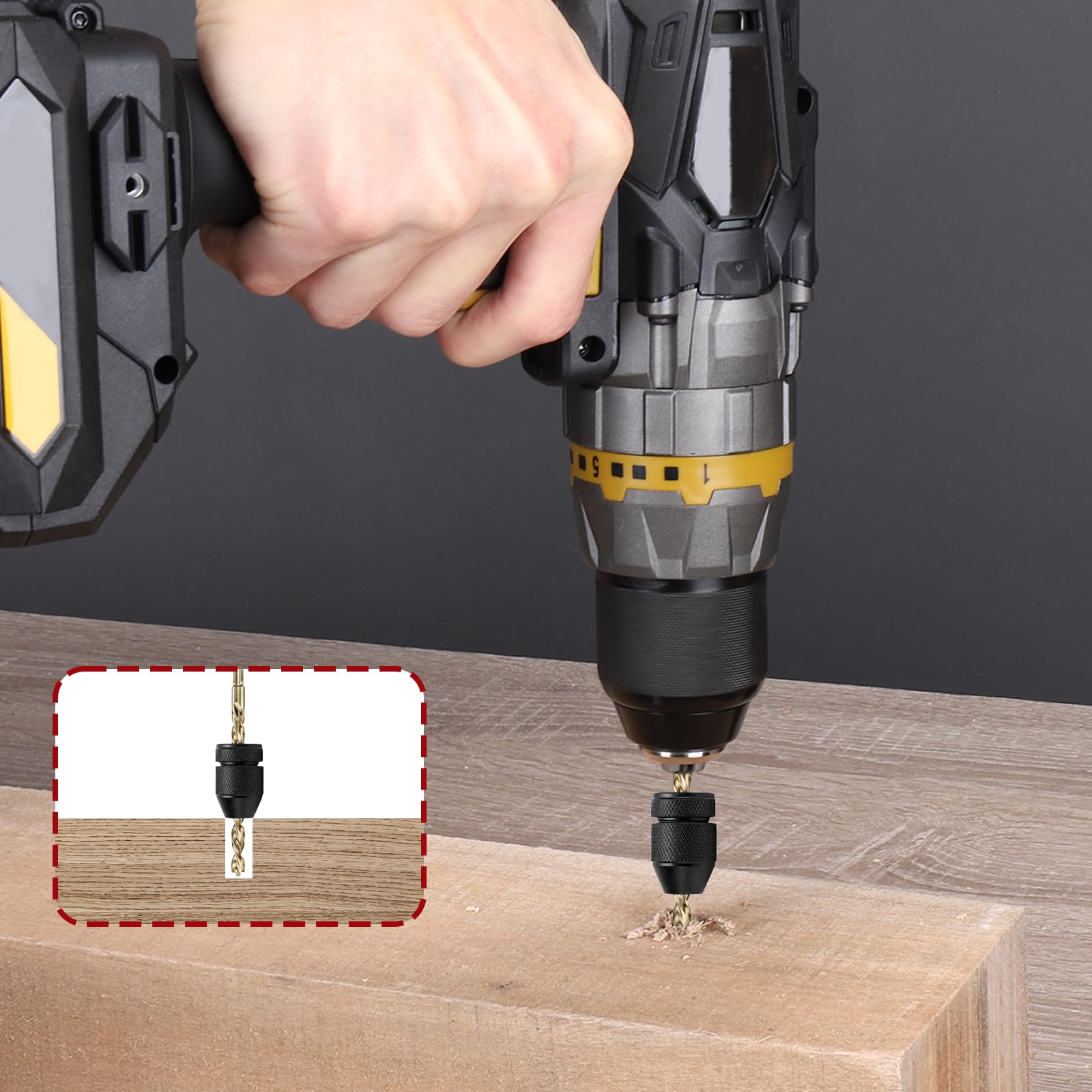 GIONAR 2 Stück Bohrer Tiefenanschlag-Set, einstellbar von Ø 2-11 mm, Aluminium Bohrstopp für präzise Holzbohrer Holzbohrungen, Schwarz