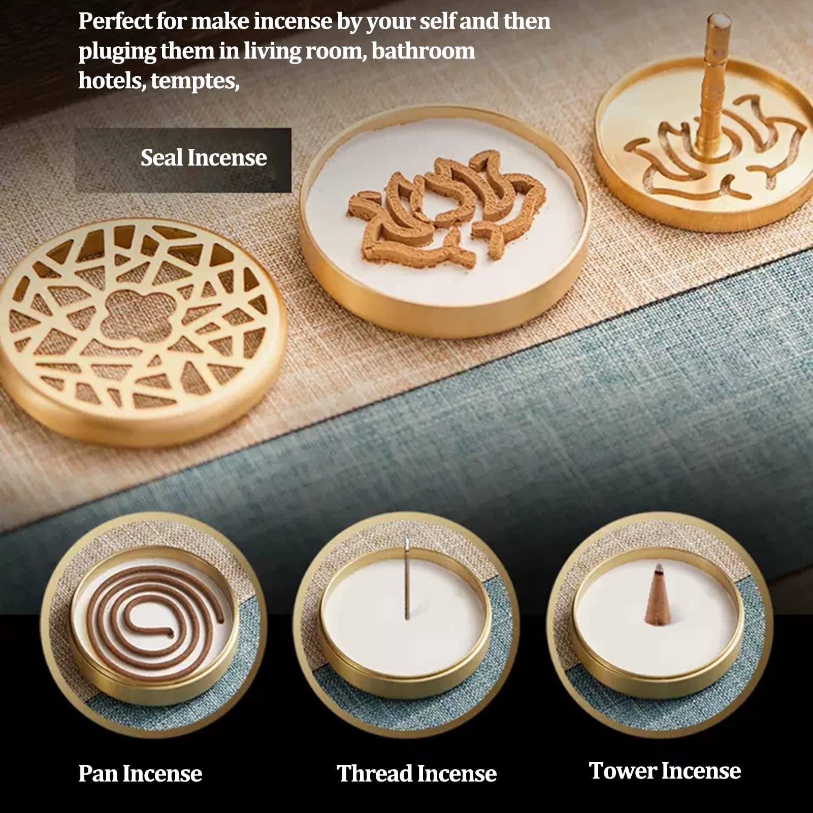 Moldes para Incienso, Kit de 10 Piezas de latón para Hacer Incienso, moldes de Cono de Incienso con Forma de Torre de reflujo, para Yoga, meditación y fragancias para el hogar.
