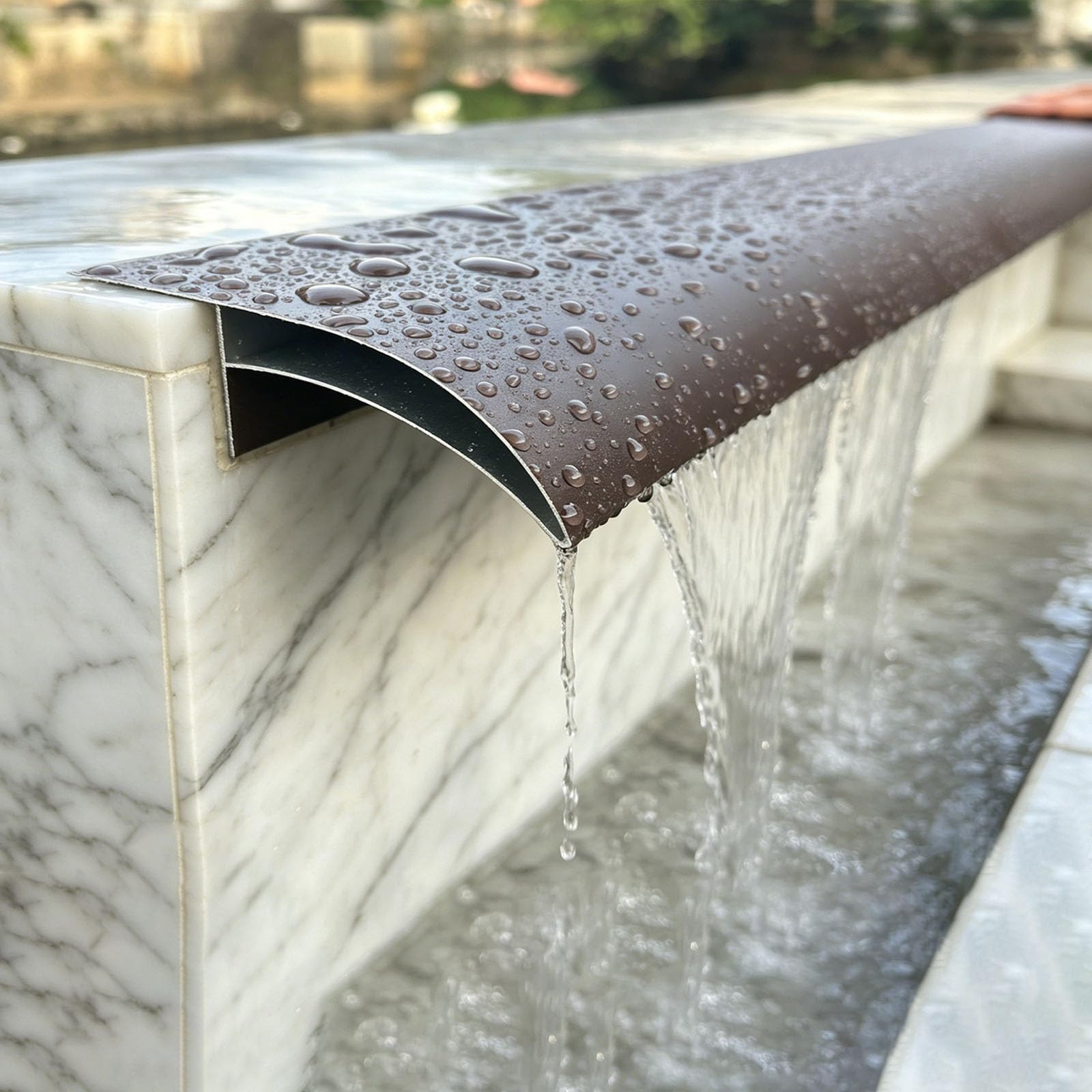 Roof Eaves Drip Rail, Window Sill Drip Edge, Patio Wall Waterproof Trim, Rainwater Backflow Prevention Strip, Length Customizable(Brown-4Pack,W-70mm/2.8in)
