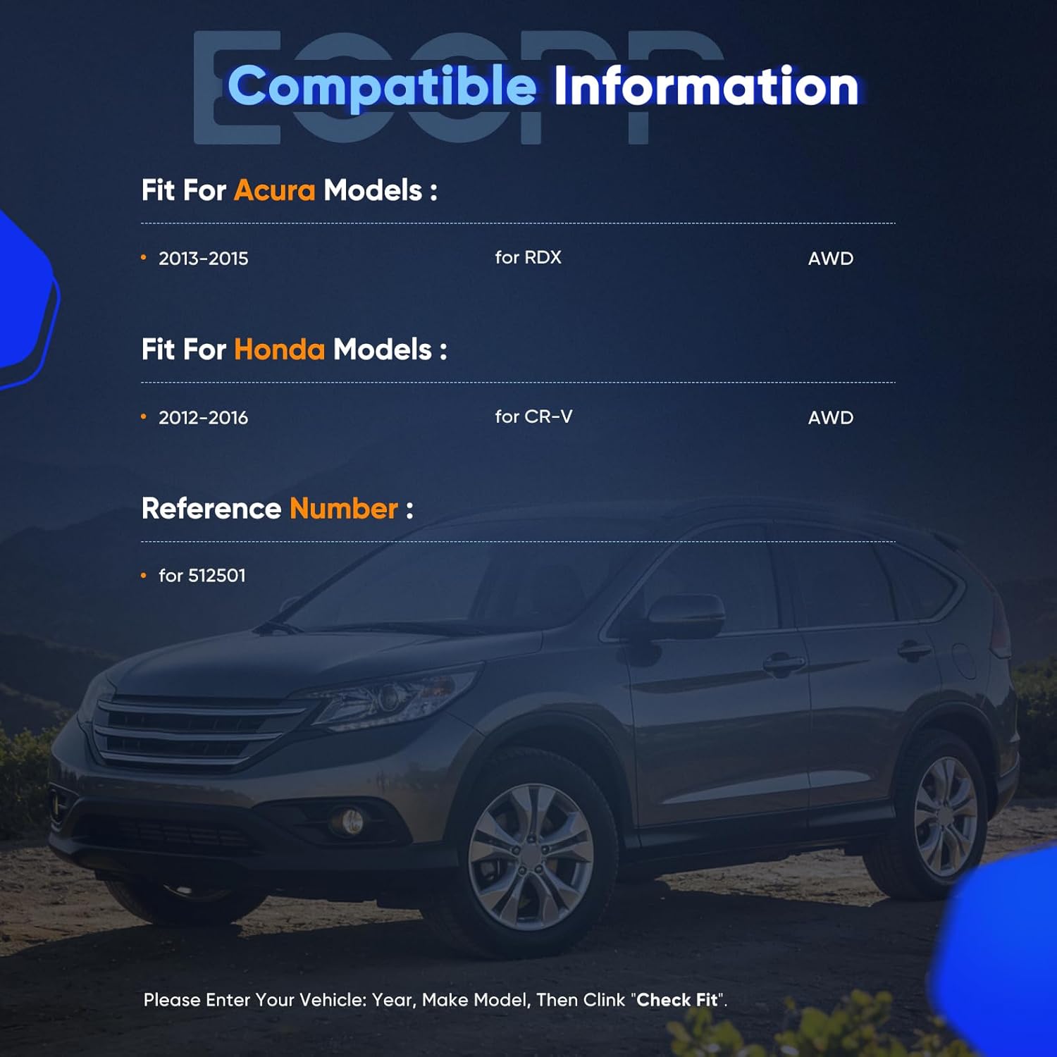 ECCPP 512501 Rear Wheel Hub Bearing Assembly For Acura RDX 2013-2015 AWD,For Honda CR-V 2012-2016 AWD with Encoder Sensor