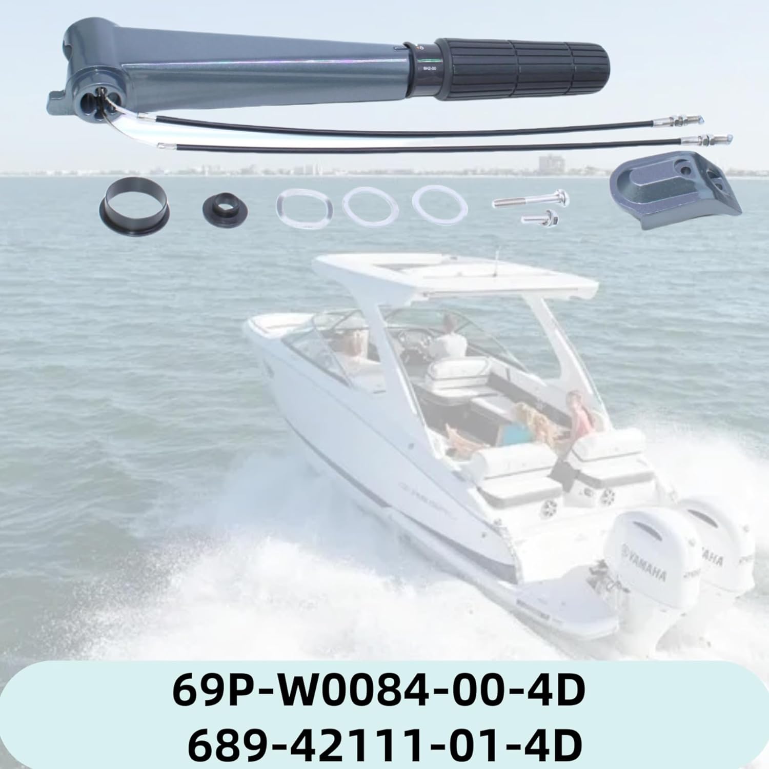 69P-W0084-01-4D Throttle Handle Steering Assembly with Cable Fit for Yamaha Outboard Motor 2-Stroke 25HP 30HP Engine