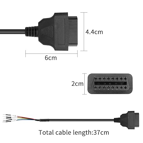 Miniatura 6 de YACSEJAO OBD2 - Conector hembra de 16 pines, 1 pie OBD2 a 5 pines, cable de probador de puente universal coleta DIY adaptador Mobley para