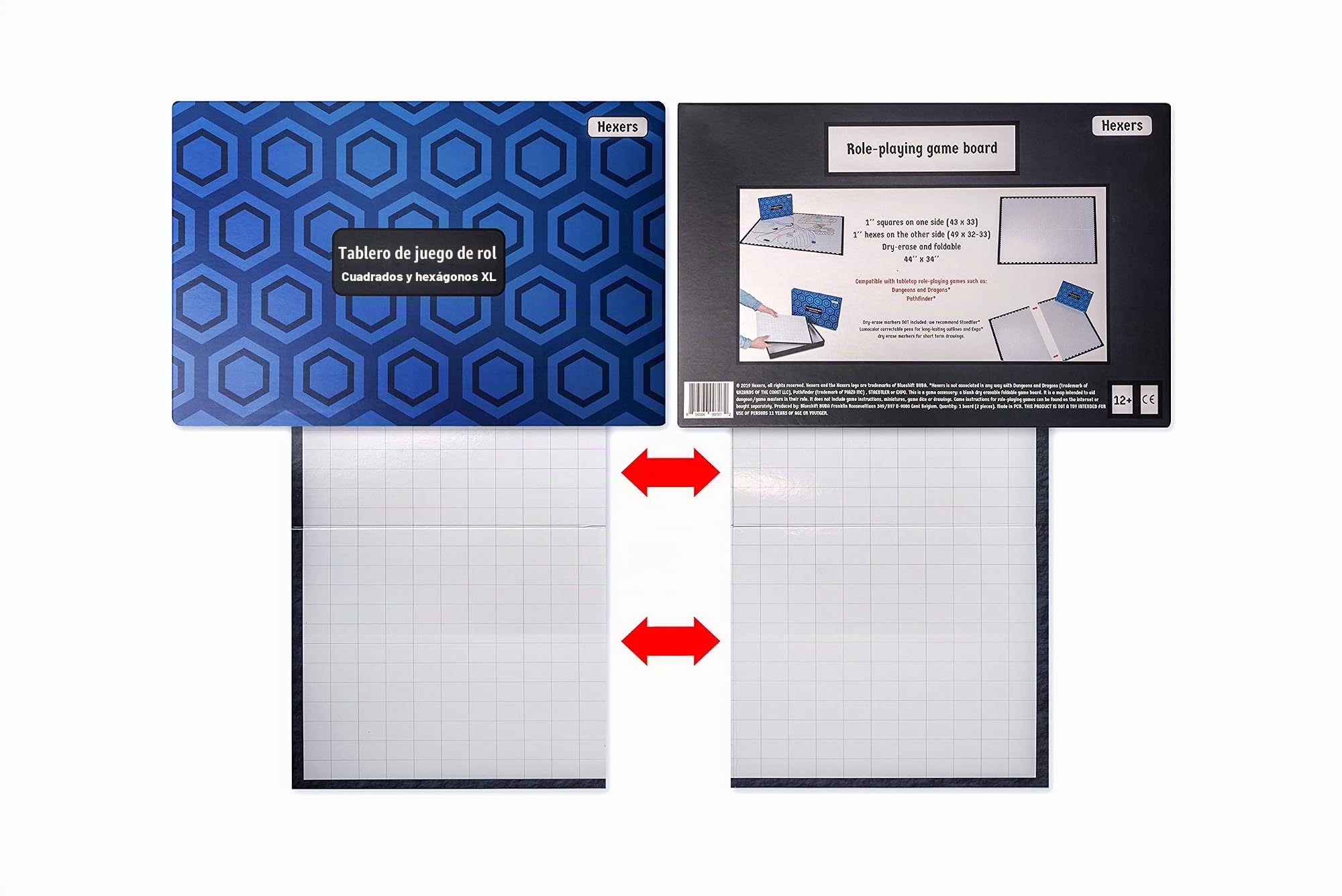 Hexers XL Role Playing Game Board: Mat Alternative - Dungeons & Dragons DND Pathfinder RPG Compatible - 44''x34''- 1'' Squares & hexes - Foldable & Dry Erase