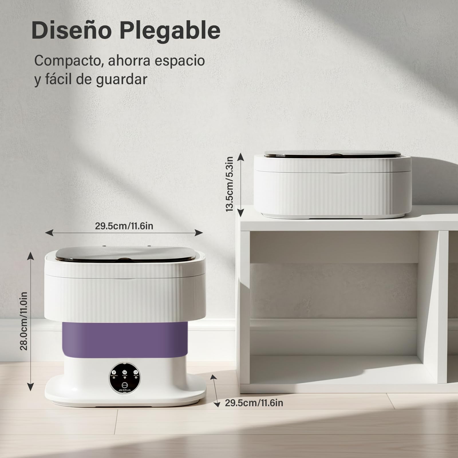 Mini lavadora plegable portátil – 10 l lavadora plegable con función centrifugado, pantalla táctil y 3 modos de lavado, lavadora portátil de camping para viajes, estudiantes, autocaravana