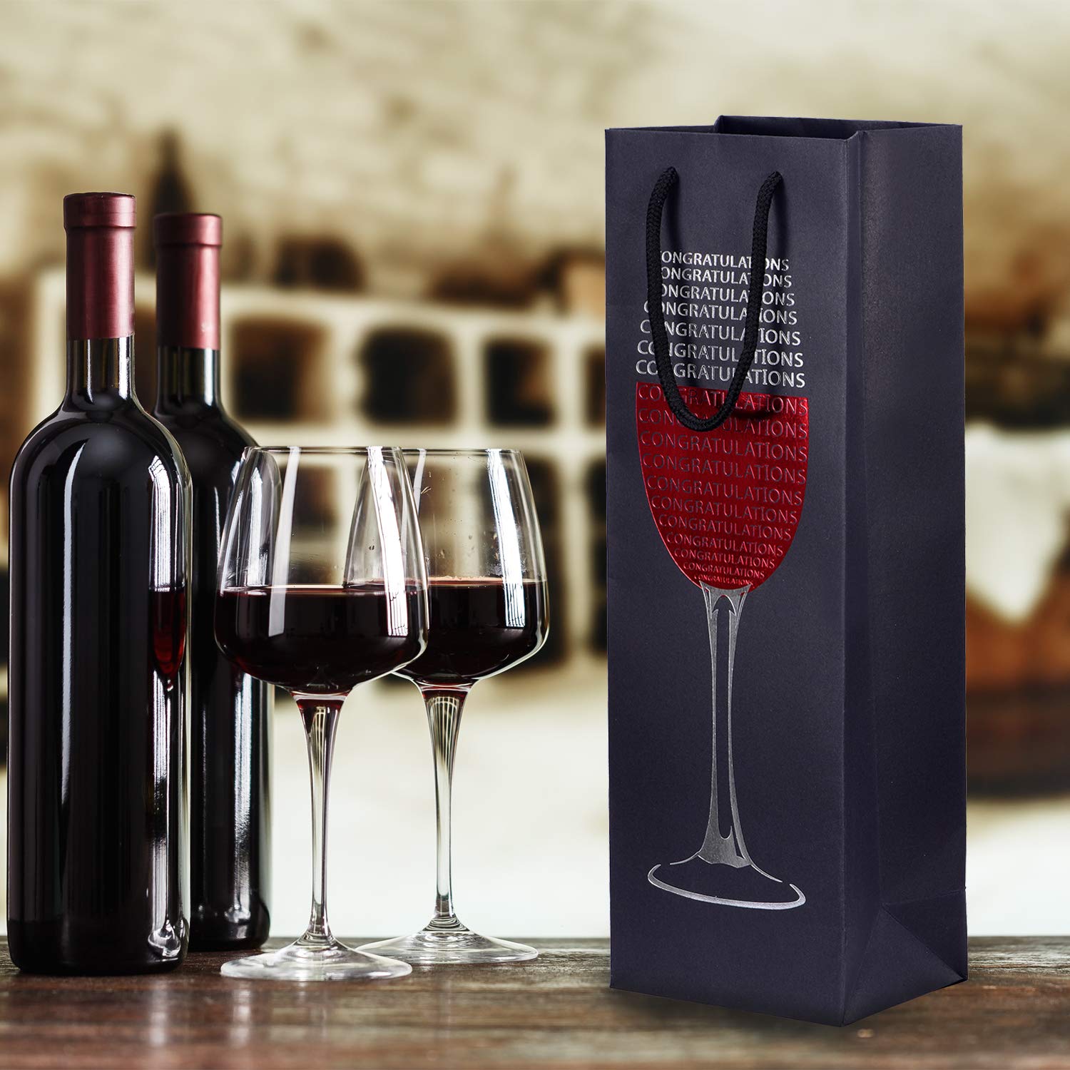 Sacchetti regalo per vino in carta kraft, Sacchetti regalo per vino premium con manici, 20 sacchetti per vino in carta kraft per Natale, matrimoni, feste (marrone