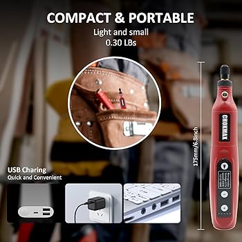 CHOKMAX Cordless Rotary Tool Kit, 3.7V Mini Grinder with 5