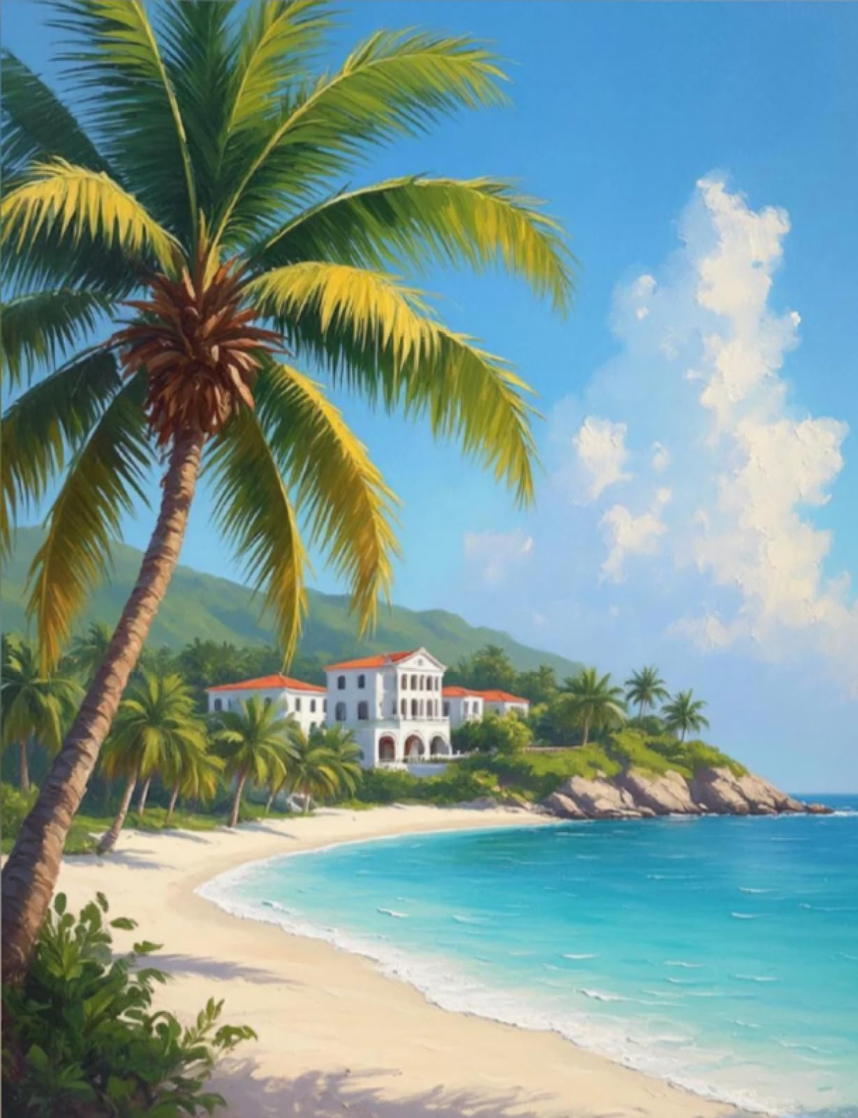 Stithej Pre-Printed Cross Stitch Kit Coconut Tree 11CT for Adults Beginners