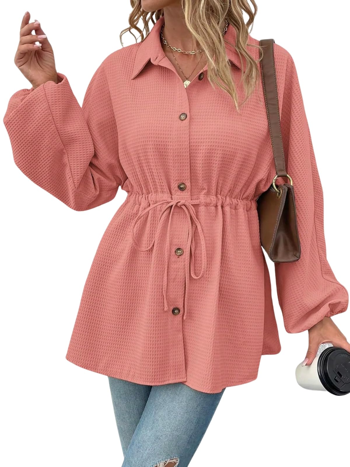 Dhruvi Trendz Women's Poly Cotton Shirt Mini Dress (Dt-Wd1162_Peach_S)