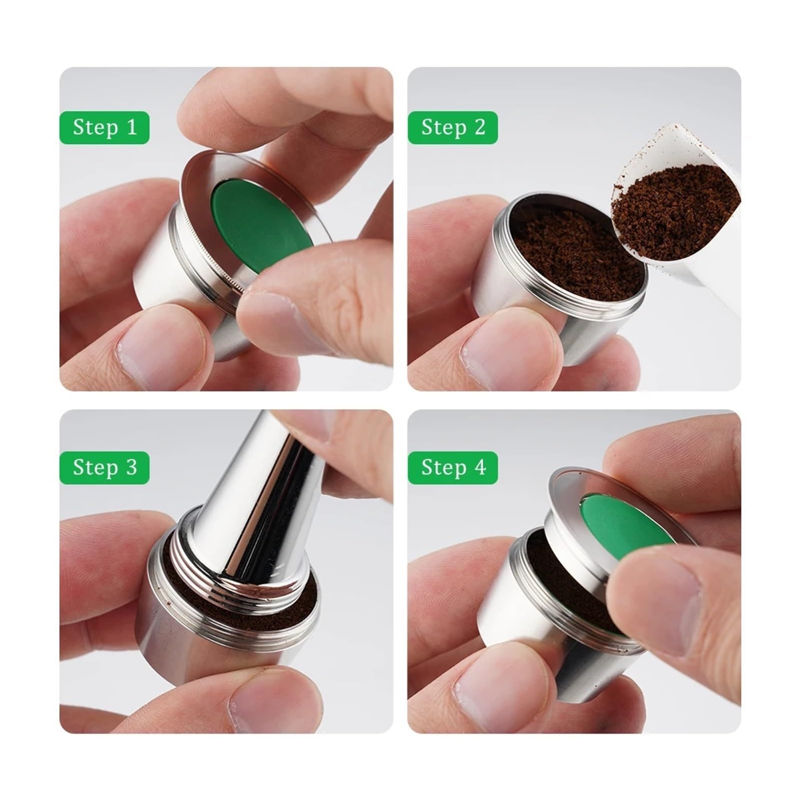 Cápsulas de filtro acero inoxidable reutilizables cápsulas café recargables | 2 Capsules