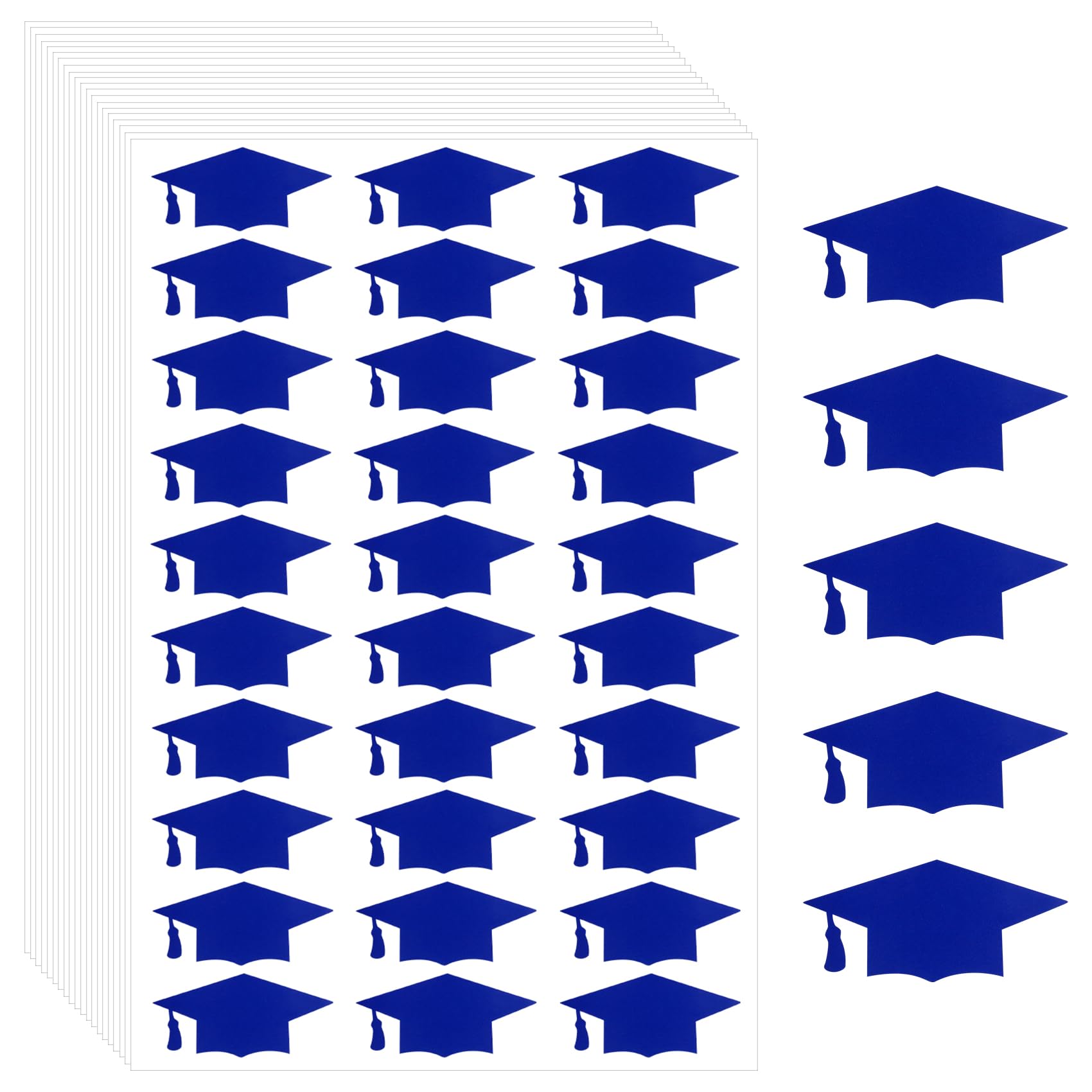 Graduation Cap Stickers, 600 PCS Blue Graduations Hat Stickers 2025, Self-Adhesive Graduations Envelope Sealing Labels Sticker, Congrats Grad Cap