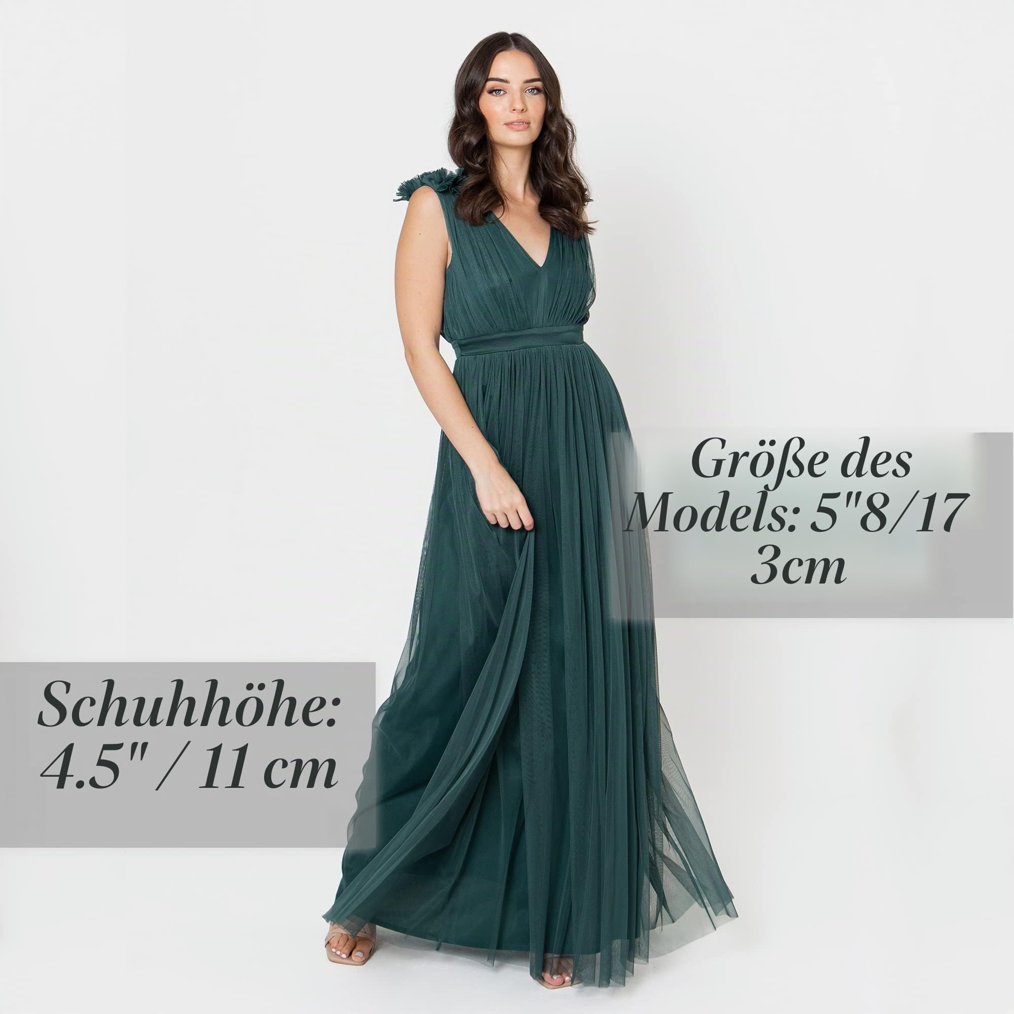 Maya Deluxe Ärmelloses Abendkleid mit Gerafftem V-Ausschnitt & Hoher Taille - Hochzeitsgast Kleid Damen, Tüllkleid Damen