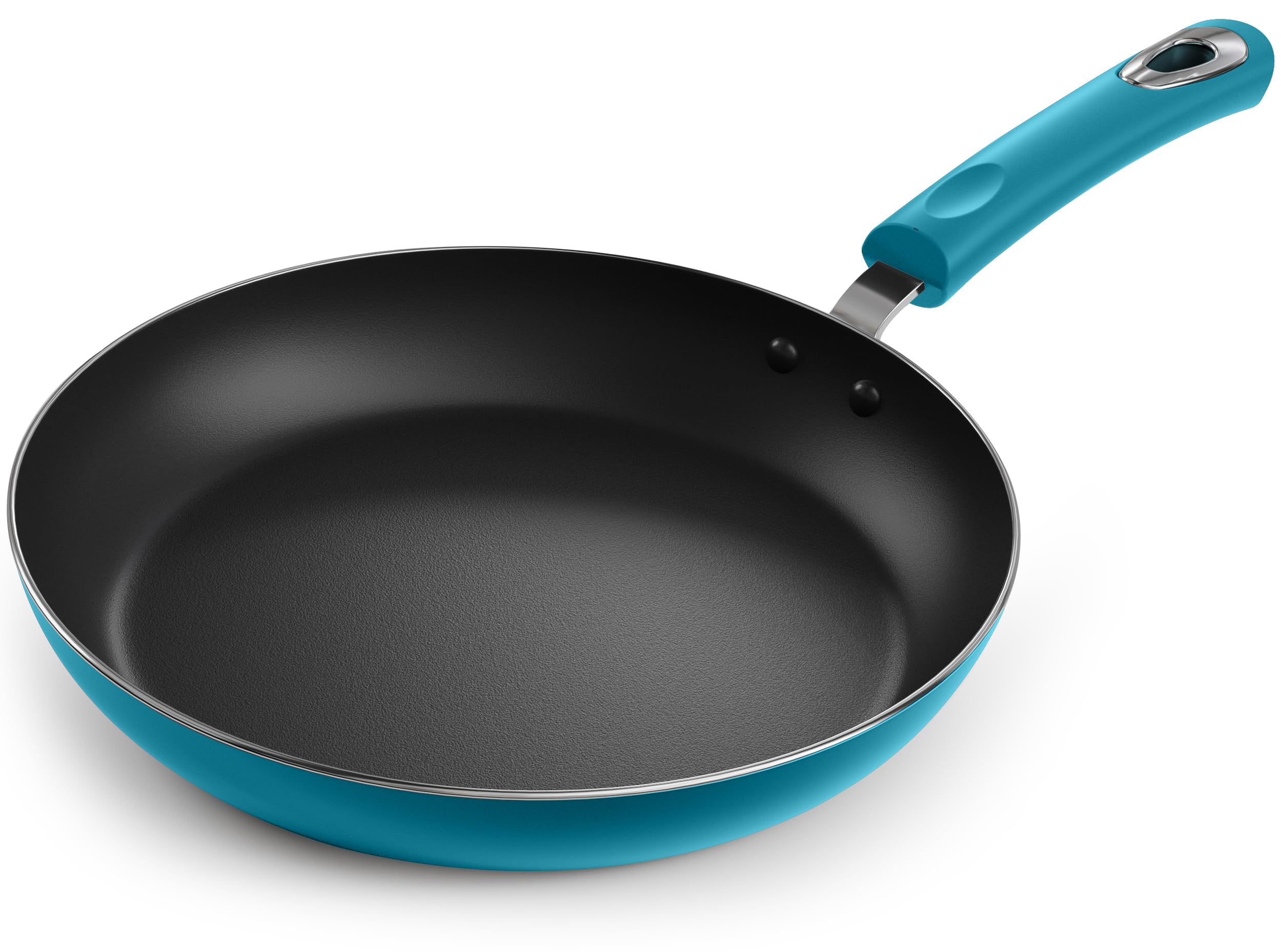 utopia kitchen saute fry pan, nonstick frying pan, 11 inch induction bottom, aluminum alloy & scratch resistant body, riveted handle, turquoise & black