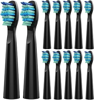 Electric Toothbrush Heads for Fairywill - Replacement Brush Heads Compatible with FW-507/508/551/610/659/719/909/917/959,FW-D1/D3/D5/D7/D8, Black, 12 Pack (Black)