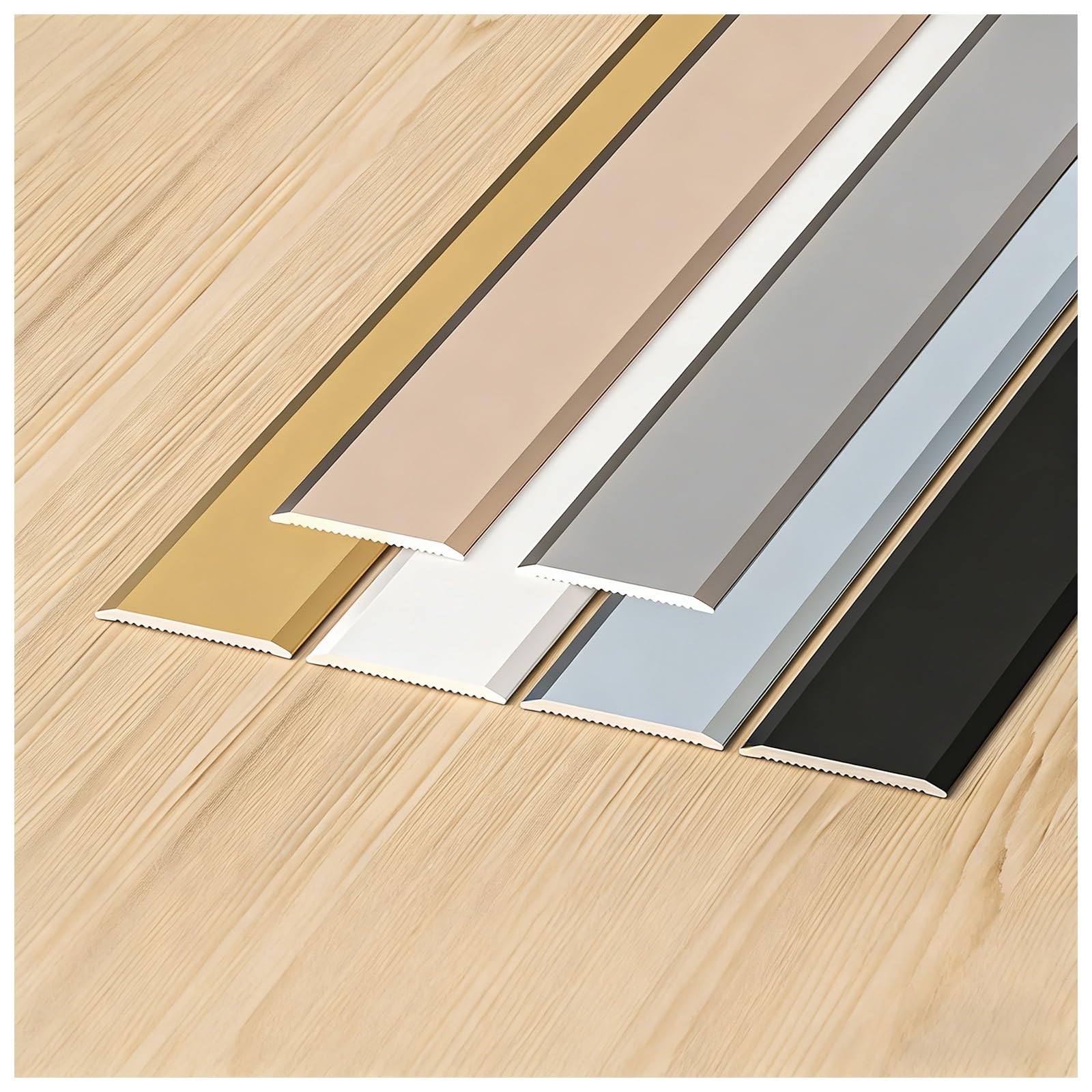 Samoprzylepna aluminiowa listwa przejściowa do podłogi, metalowy próg drzwi i bezszwowa ścianka działowa, do płytek laminowanych i dywanów, różowe złoto, 2 cm x 90 cm