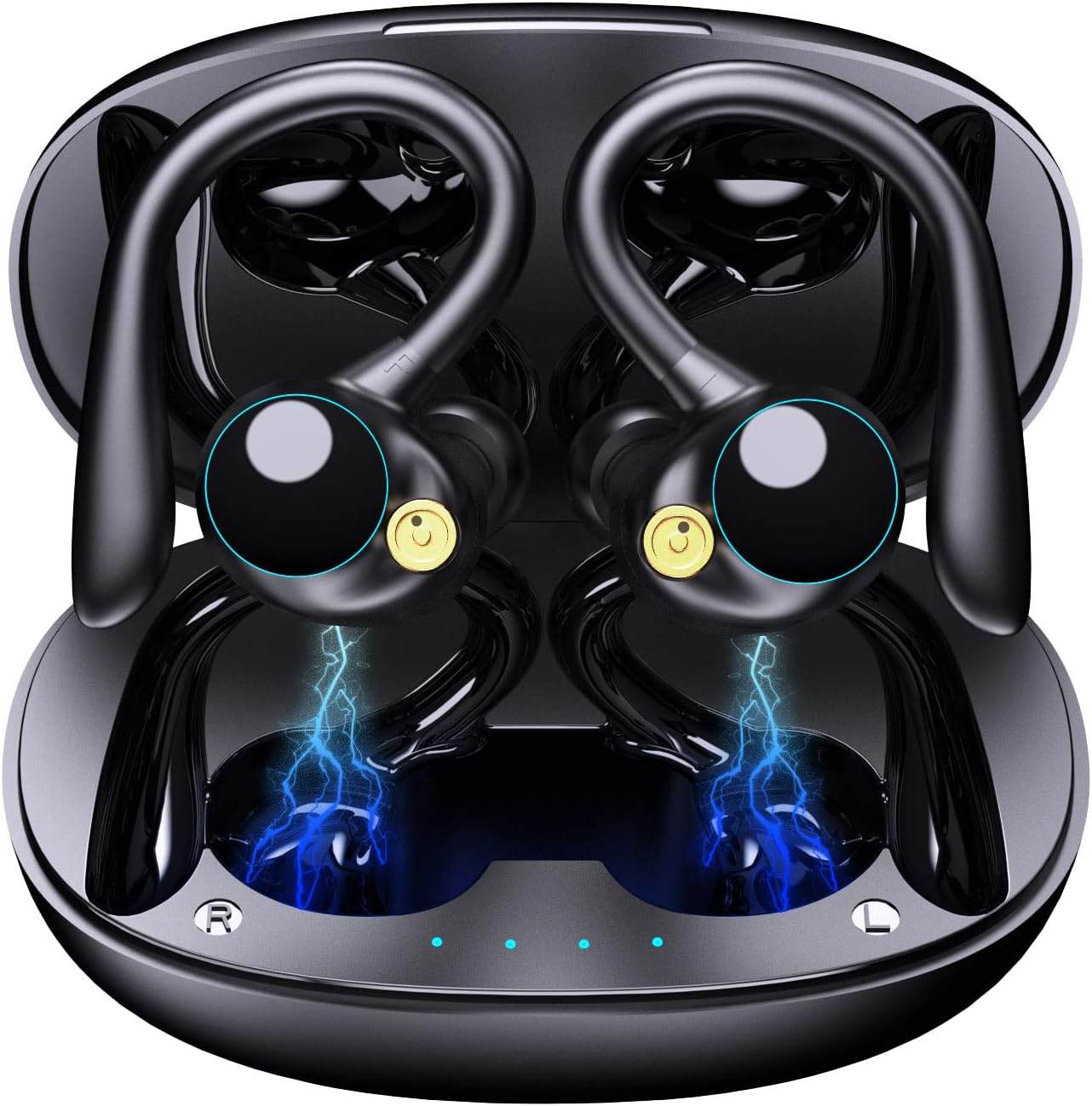 Open Ear Headphones, Bluetooth 5.3 Wireless Earbuds with LED Digital Display 40Hrs Playtime Earbuds, Premium Sound with Earhooks for Running, Sports and Workouts, Black, YYK-580 Open Ear Headphones, Bluetooth 5.3 Wireless Earbuds with LED Digital Display 40Hrs Playtime Earbuds, Premium Sound with Earhooks for Running, Sports and Workouts, Black, YYK-580