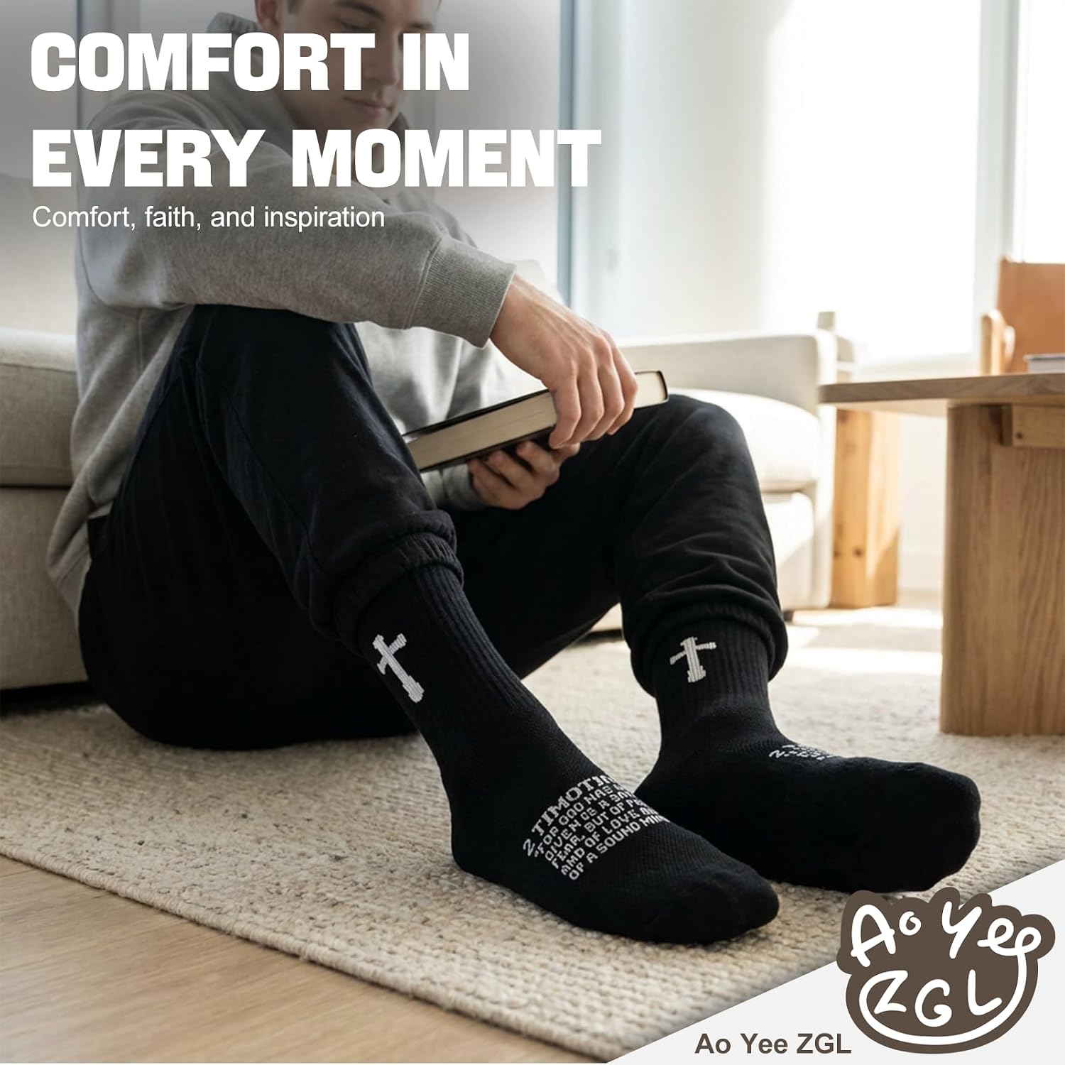 3 Pairs Unisex Cross Socks,Gifts for Christian: Easter Christmas image 3