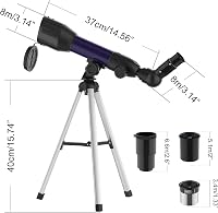 Runprism Csillagászati Távcső Gyerekeknek 360/50mm - Kék Hordozható Refraktoros Teleszkóp Kezdőknek, Égbolt és Táj Megfigyeléshez, Ajándék A 4