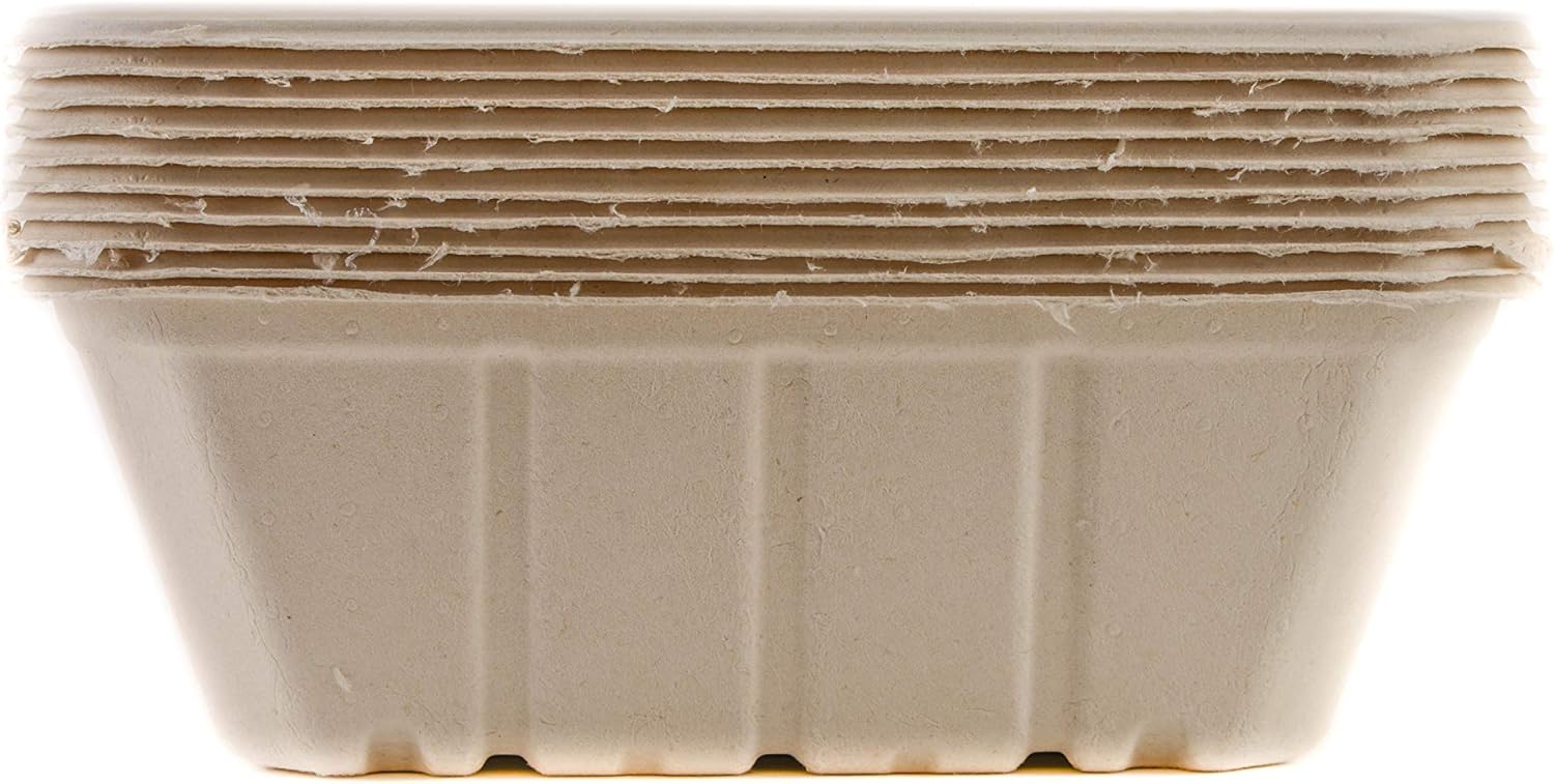 EcoQuality 54oz Deep Disposable Rectangle Bowls [125 PACK] - 100% Biodegradable Sugarcane Bagasse Bamboo Fibers Sturdy Compostable Eco Friendly Environmental Paper Plastic Bowl Alternative Tree Free