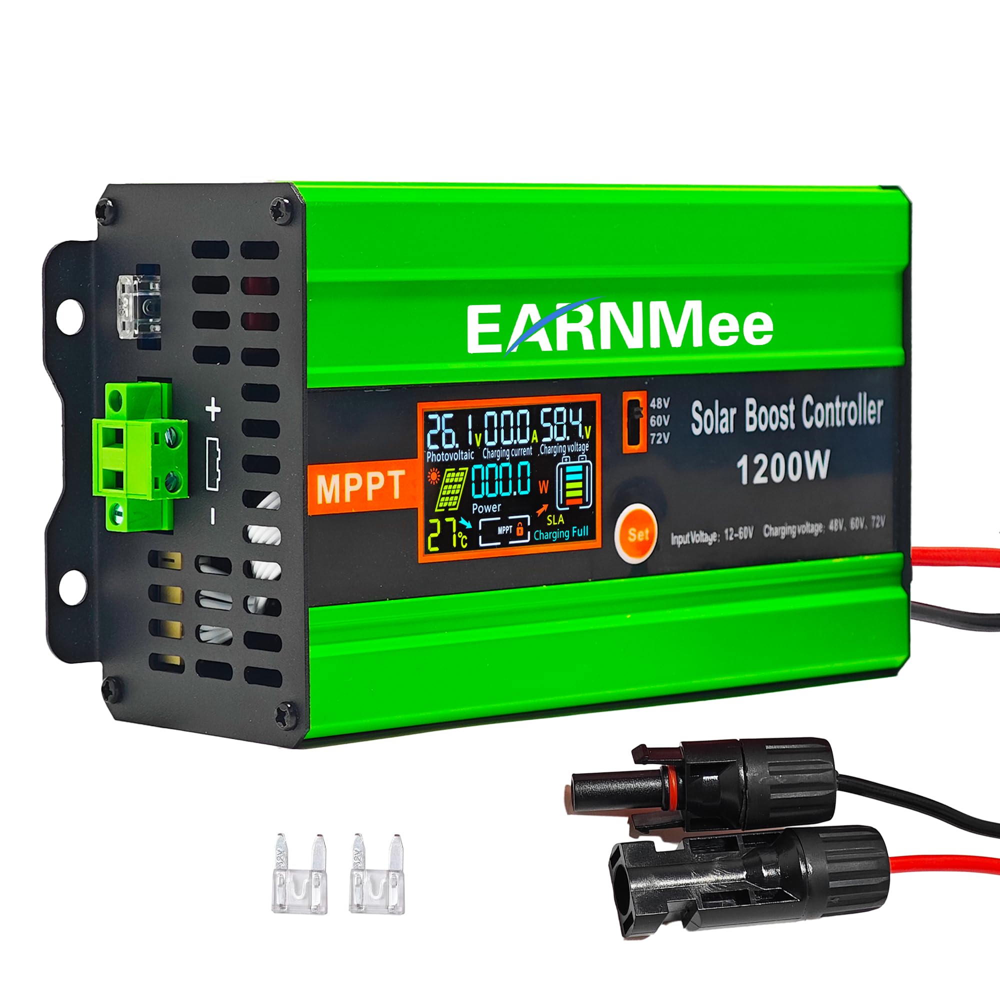 Boost MPPT Solar Charge Controller 72V/60V/48V, 1200W Solar Controller with HD LCD Display, fits for LiFePO4/Lithium/Lead Acid Battery for RV/Solar System/Golf Cart,Smart Cooling & Full Protection-image-35