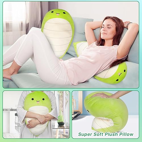 Miniatura 4 de Lindo juguete de peluche de rana larga, adorable animal de peluche de rana verde de 12 pulgadas con trasero, almohada Kawaii grande y blanda de rana