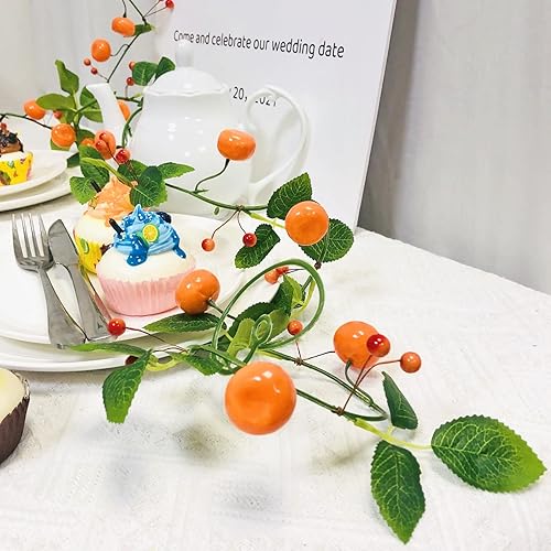 Miniatura 6 de Frutas artificiales, mandarina, vid, naranjas, plantas colgantes, bayas artificiales, guirnalda de kumquat para el hogar, jardín, cosecha de otoño,