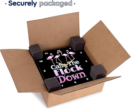 Miniatura 7 de 3dRose Reloj de pared silencioso - 15 pulgadas - Retro Miami Art Deco Estilo Summer Flamingo Pun Calm The Flock Down. - Creative Studios - Flamencos