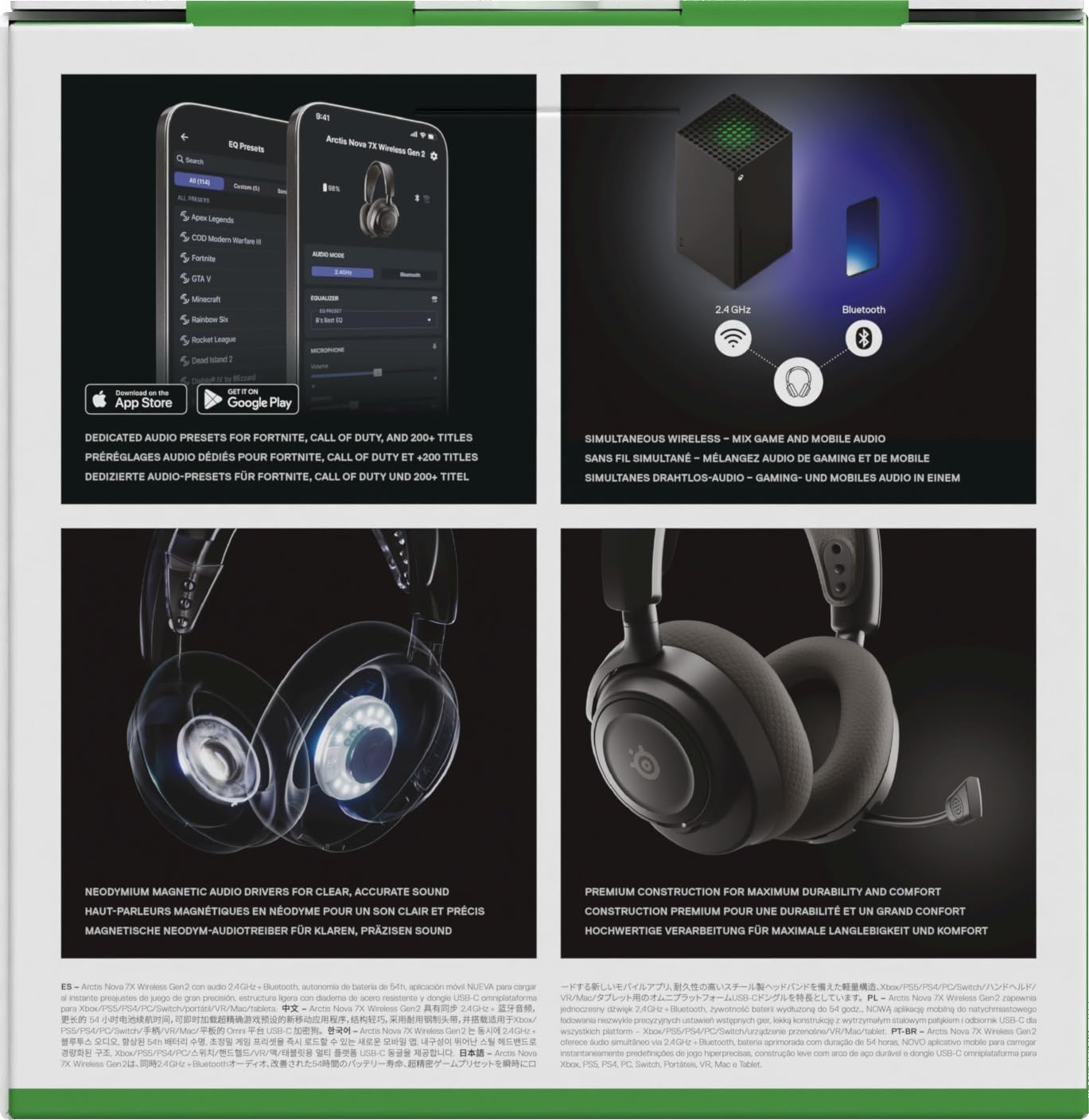 SteelSeries Arctis Nova 7X Wireless Gen 2 Xbox Headset - Gaming Headset Wireless - 2,4 GHz+ Bluetooth - Schwarz