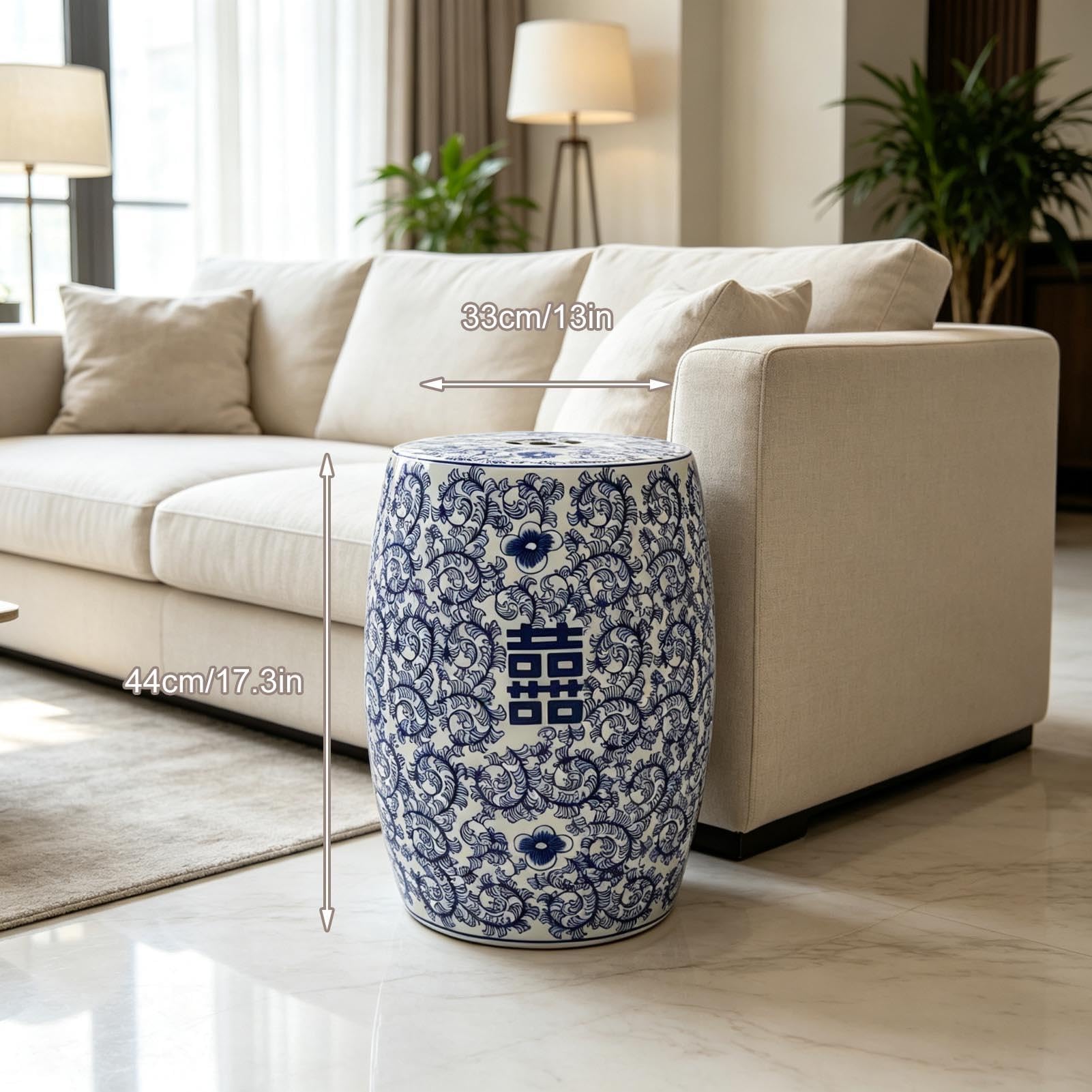 Ceramiczny Stołek Ogrodowy Ozdobny Chiński Perkusji Perkusji Chinoiserie - Przeszklony Stołek Do Przewijania Ogrodu,