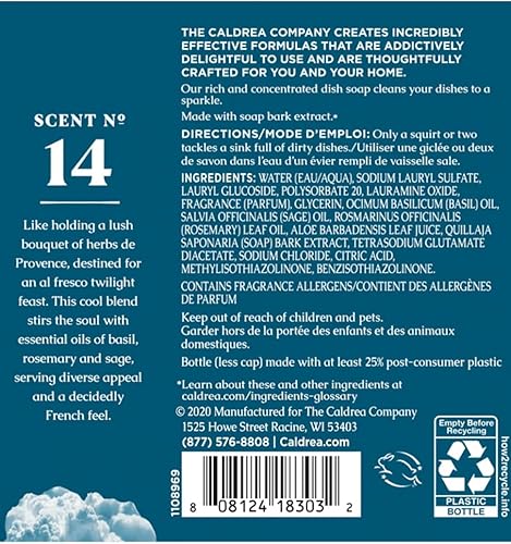 Vista 32 de Caldrea Jabón para platos, líquido biodegradable para lavar platos hecho con corteza de jabón y aloe vera, aroma a pomelo de jengibre, 16 onzas