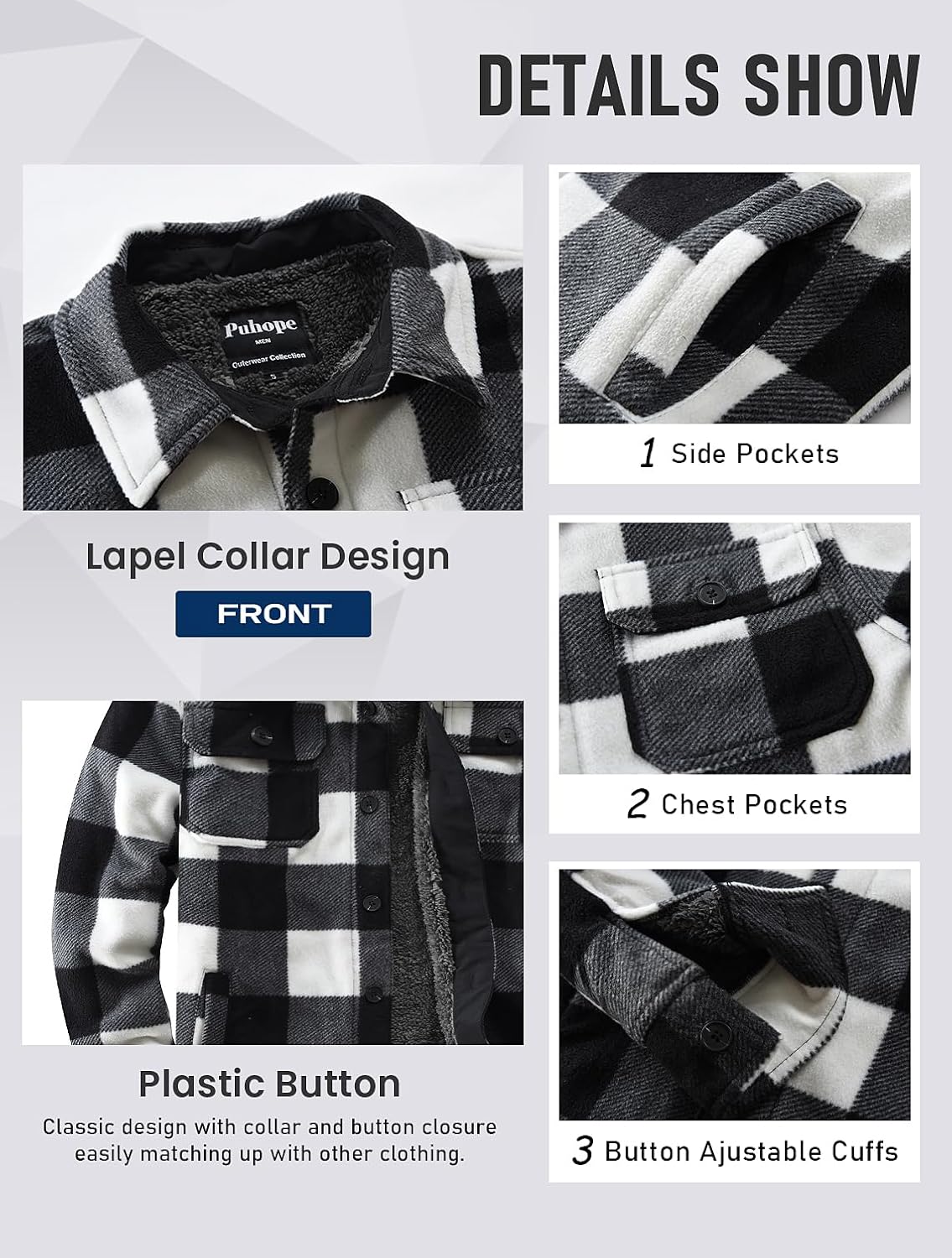 Puhope Jaqueta masculina de lã polar com forro de sherpa quente para homens, jaqueta grossa de botões com vários bolsos em promoção! Veja a oferta e mais achadinhos de Jaquetas & Casacos 5 Hoje é o melhor dia para comprar Puhope Jaqueta masculina de lã polar com forro de sherpa quente para homens, jaqueta grossa de botões com vários bolsos com aquele preço maroto! Promoção! Aproveite a oferta! 5