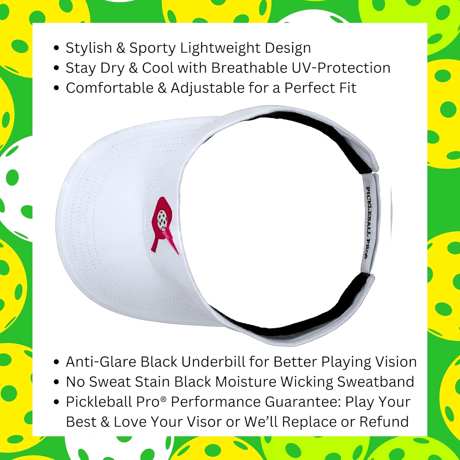 Pickleball Pro® Visor Women's Lightweight, UV-Protective, Stay Cool Sports Visor (Dark Pink Logo) - Image 3